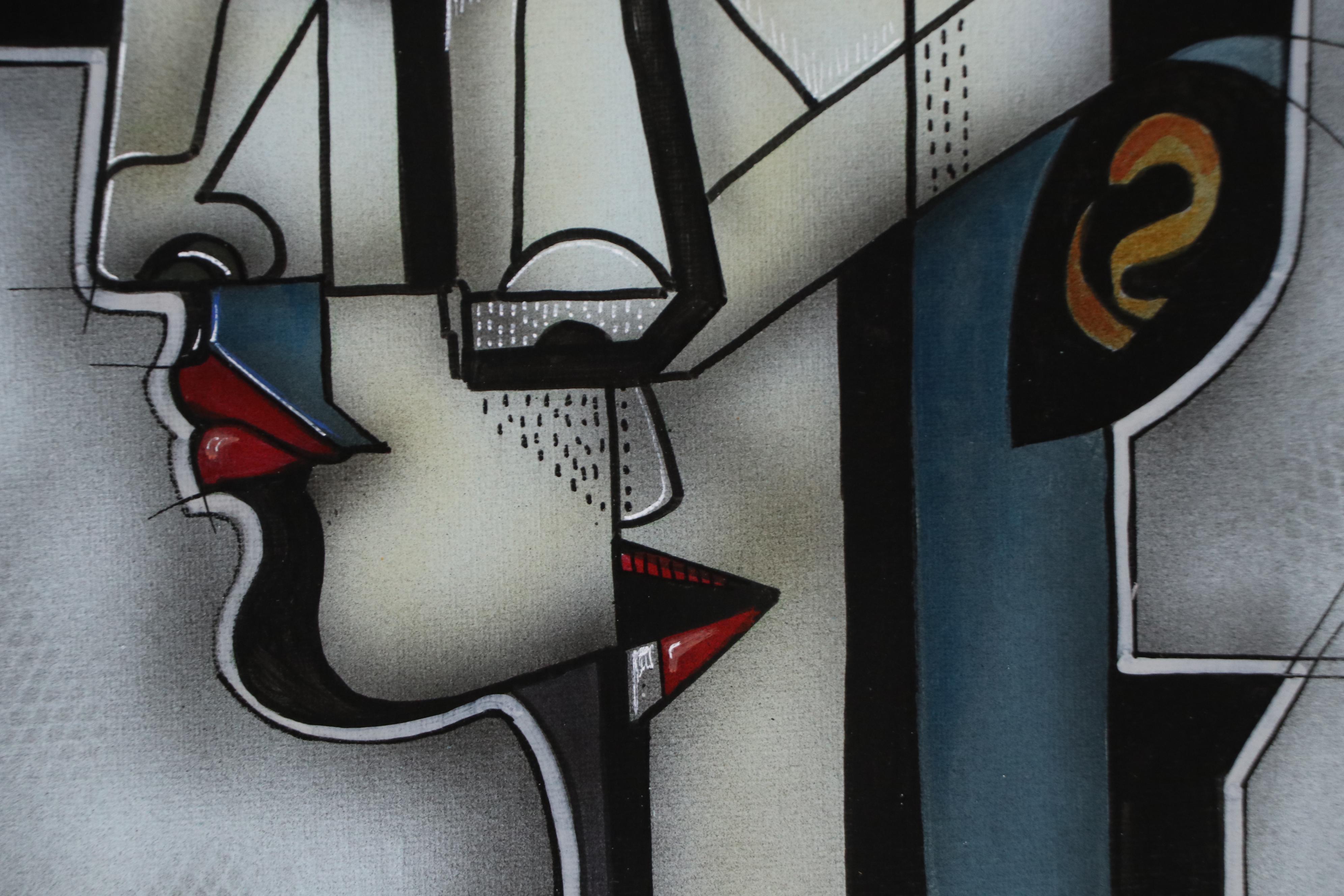 Ricardo Maya Surrealist Acrylic Portrait, 21st Century