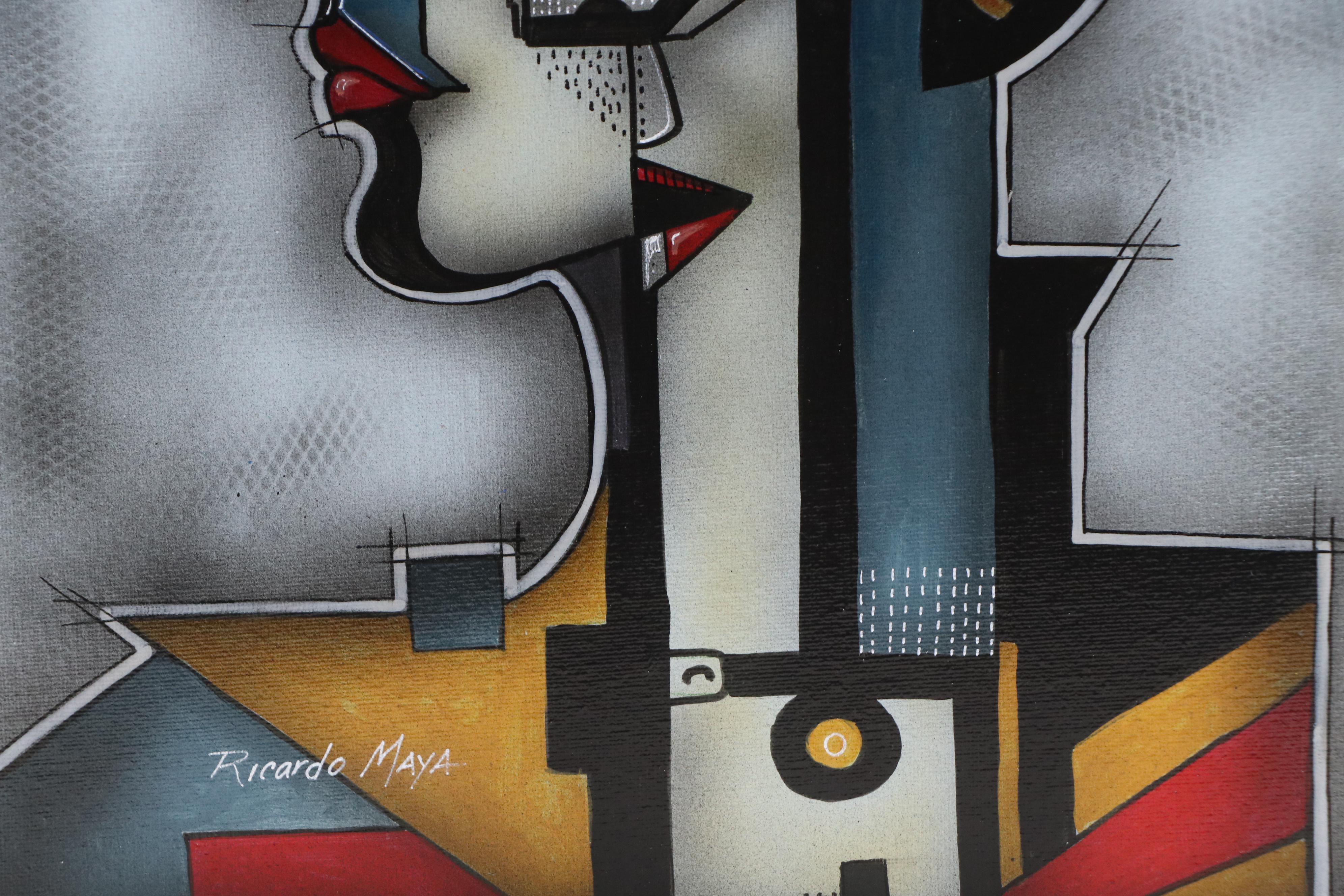 Ricardo Maya Surrealist Acrylic Portrait, 21st Century