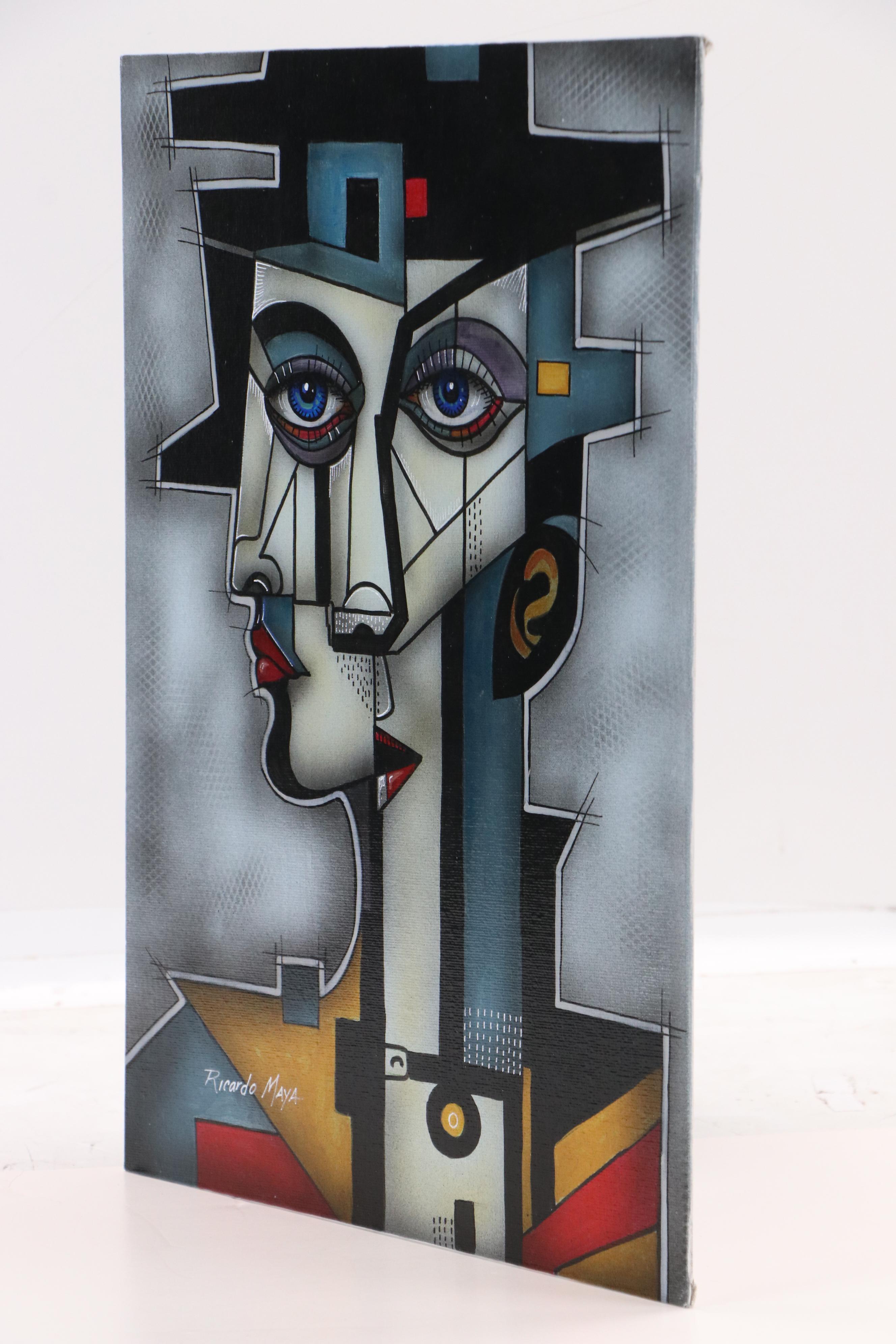 Ricardo Maya Surrealist Acrylic Portrait, 21st Century