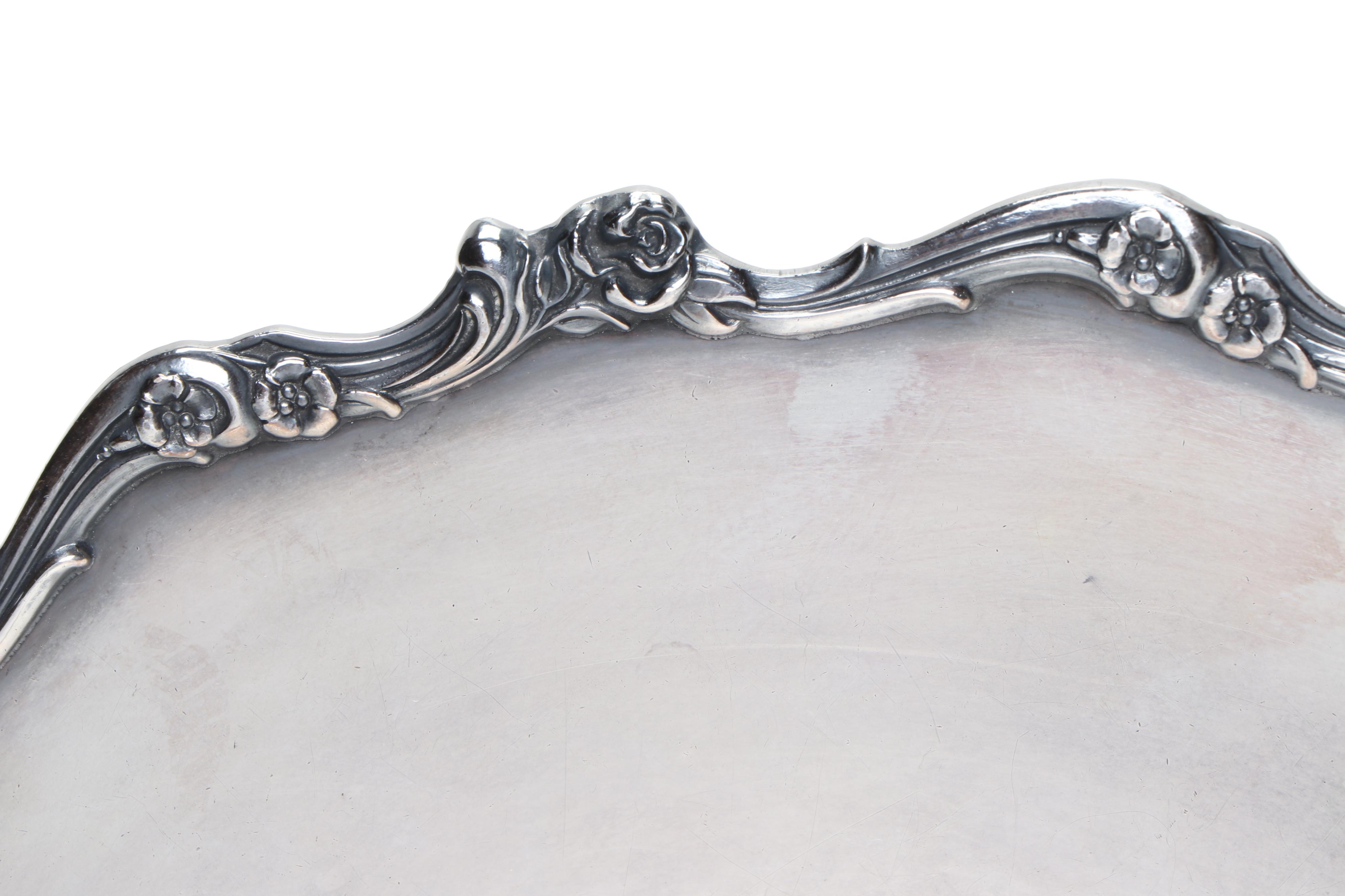 Weidlich Brothers Silver Plate Peacocks with Wilcox Serving Tray