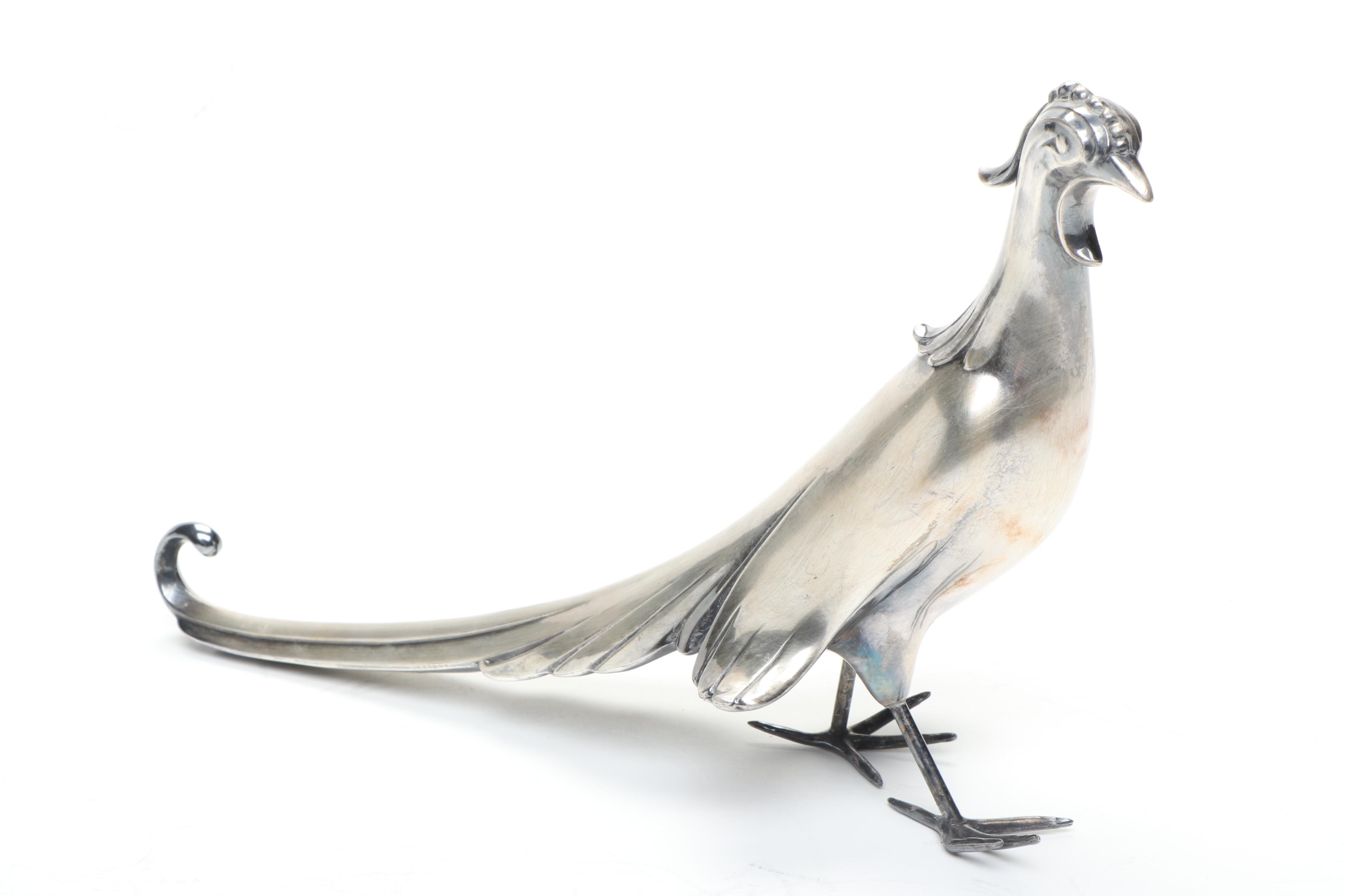 Weidlich Brothers Silver Plate Peacocks with Wilcox Serving Tray