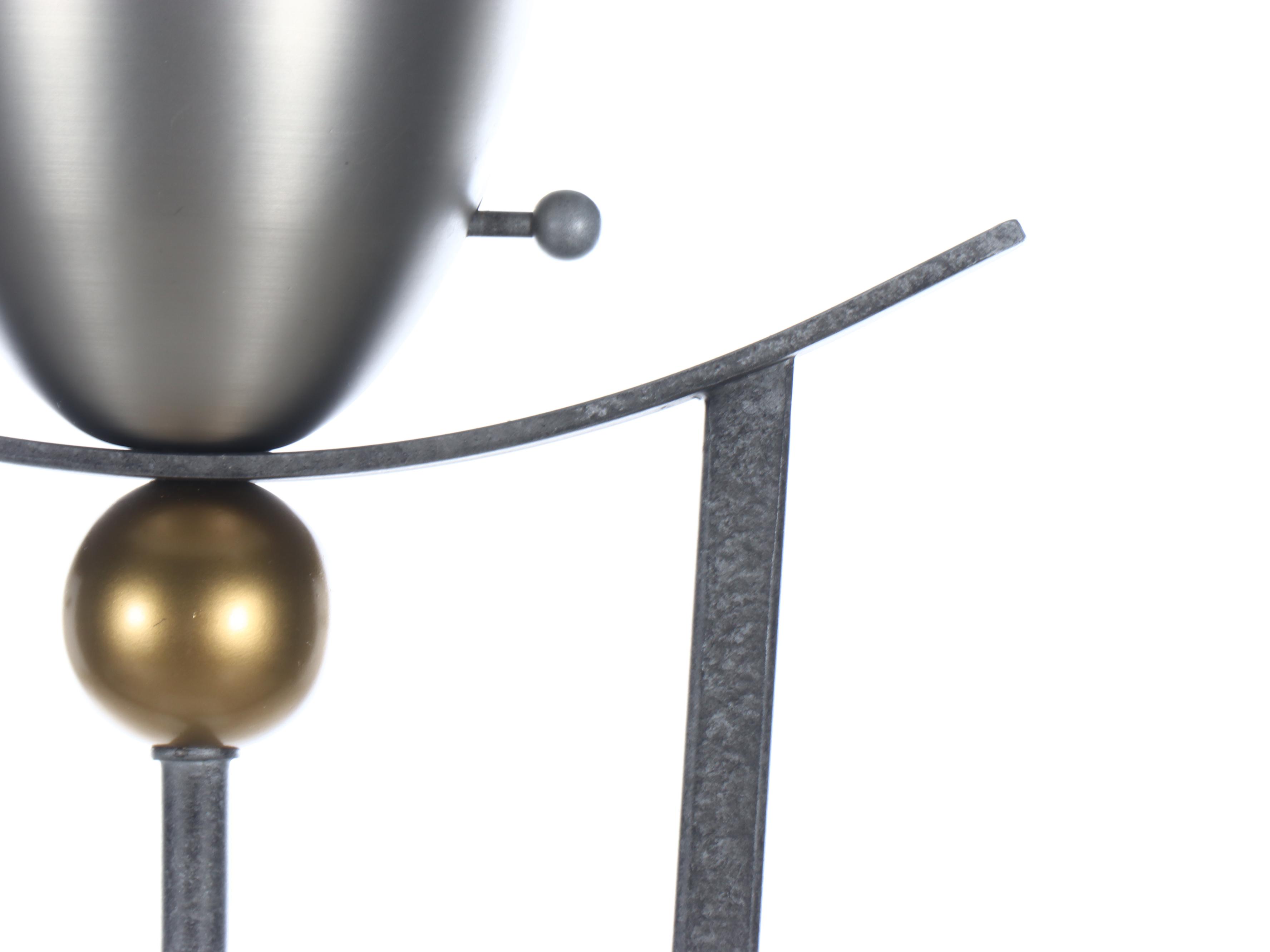 Deco Revival Style Brushed Brass, Steel & Satin Glass Torchiere Floor Lamp