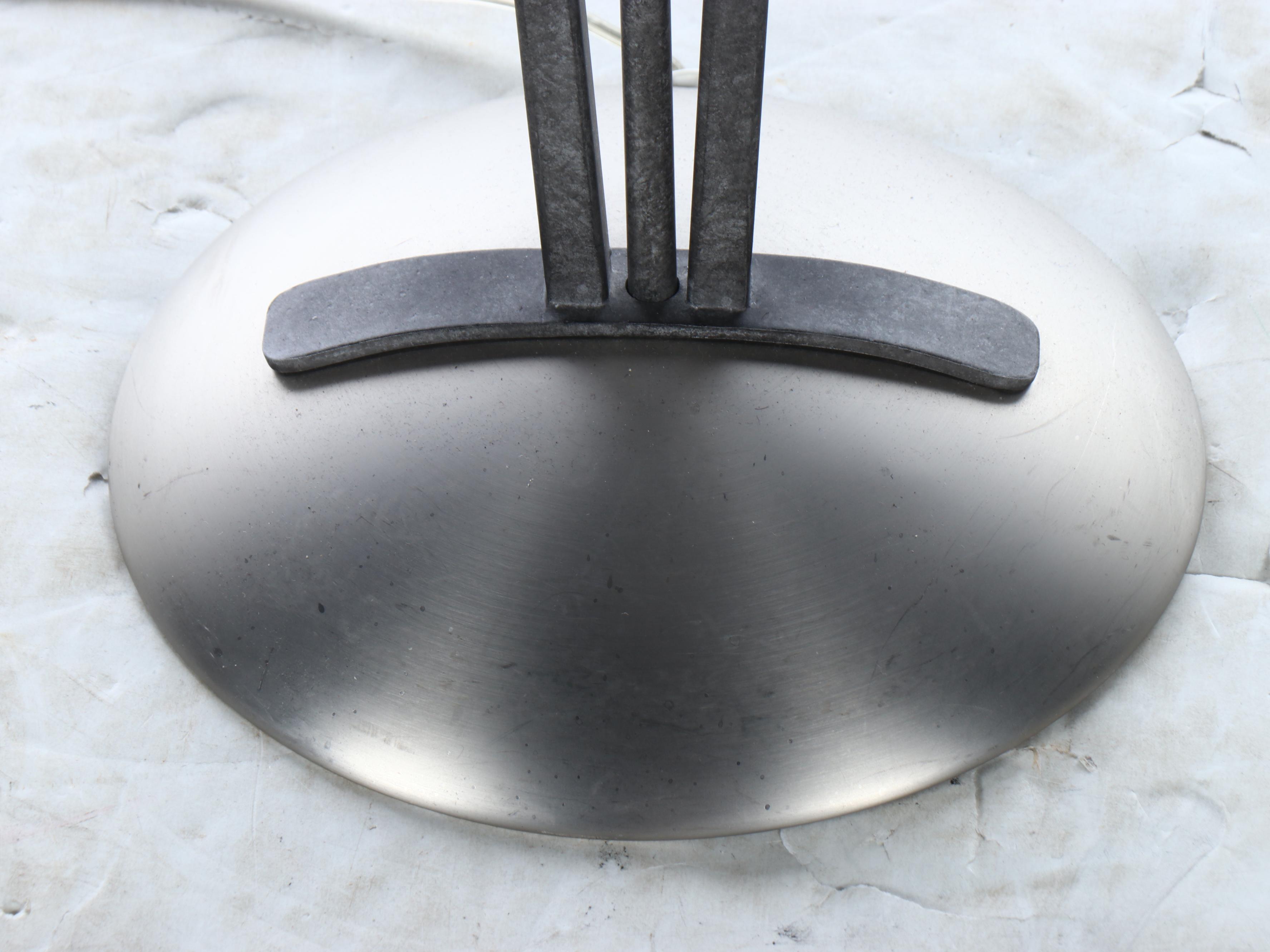 Deco Revival Style Brushed Brass, Steel & Satin Glass Torchiere Floor Lamp