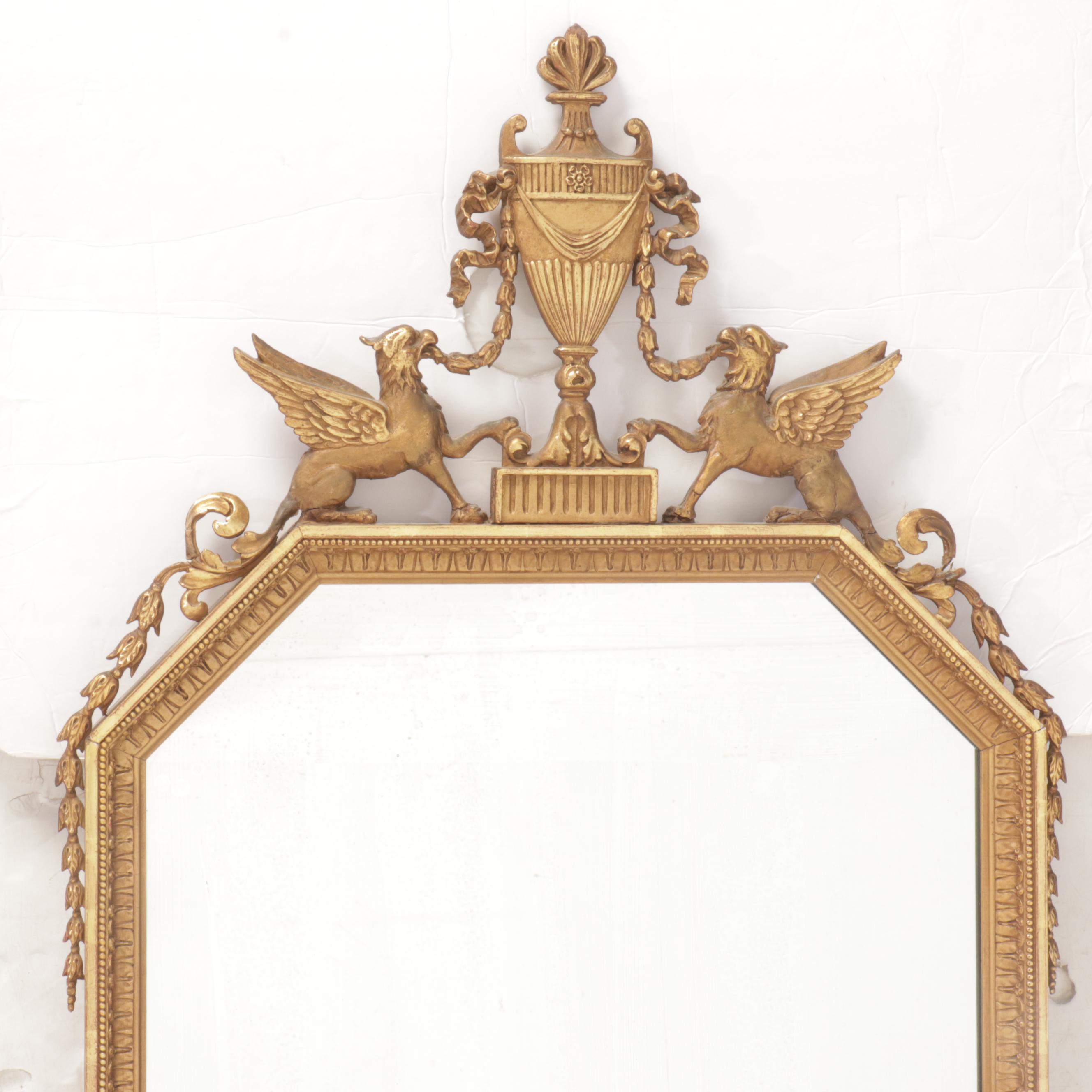 Empire Style Giltwood and Gesso Wall Mirror