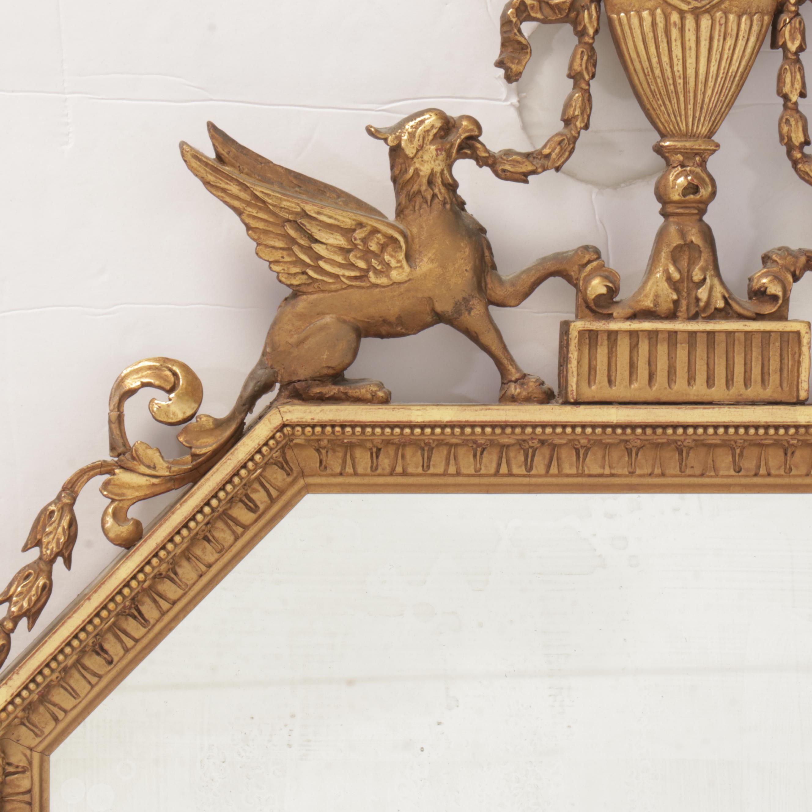 Empire Style Giltwood and Gesso Wall Mirror