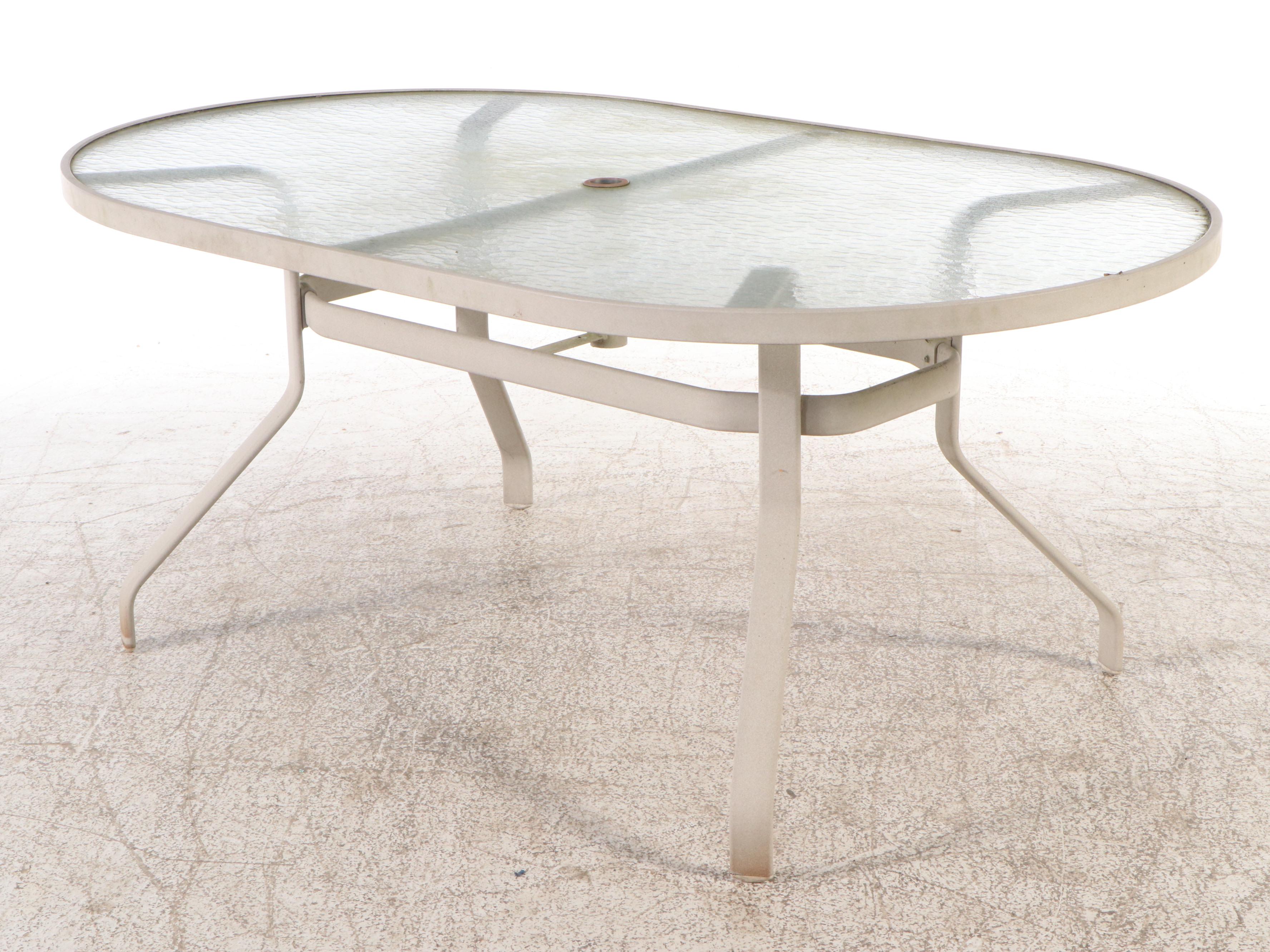 Tropitone Aluminum Framed Patio Table, Chairs, and Ottomans