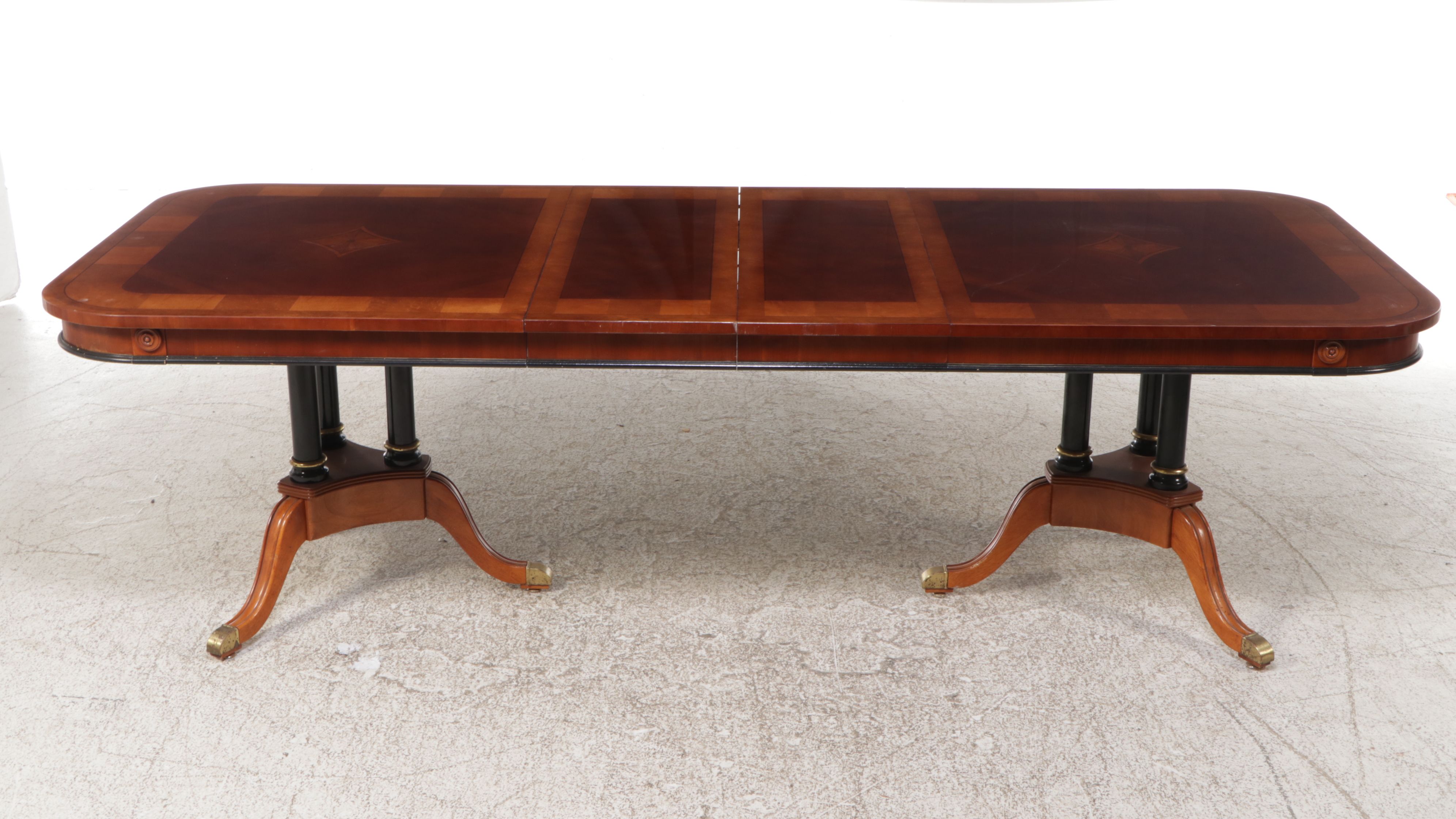 Nine Piece Dining Set Sheraton Style Marquetry Inlaid Dining Set