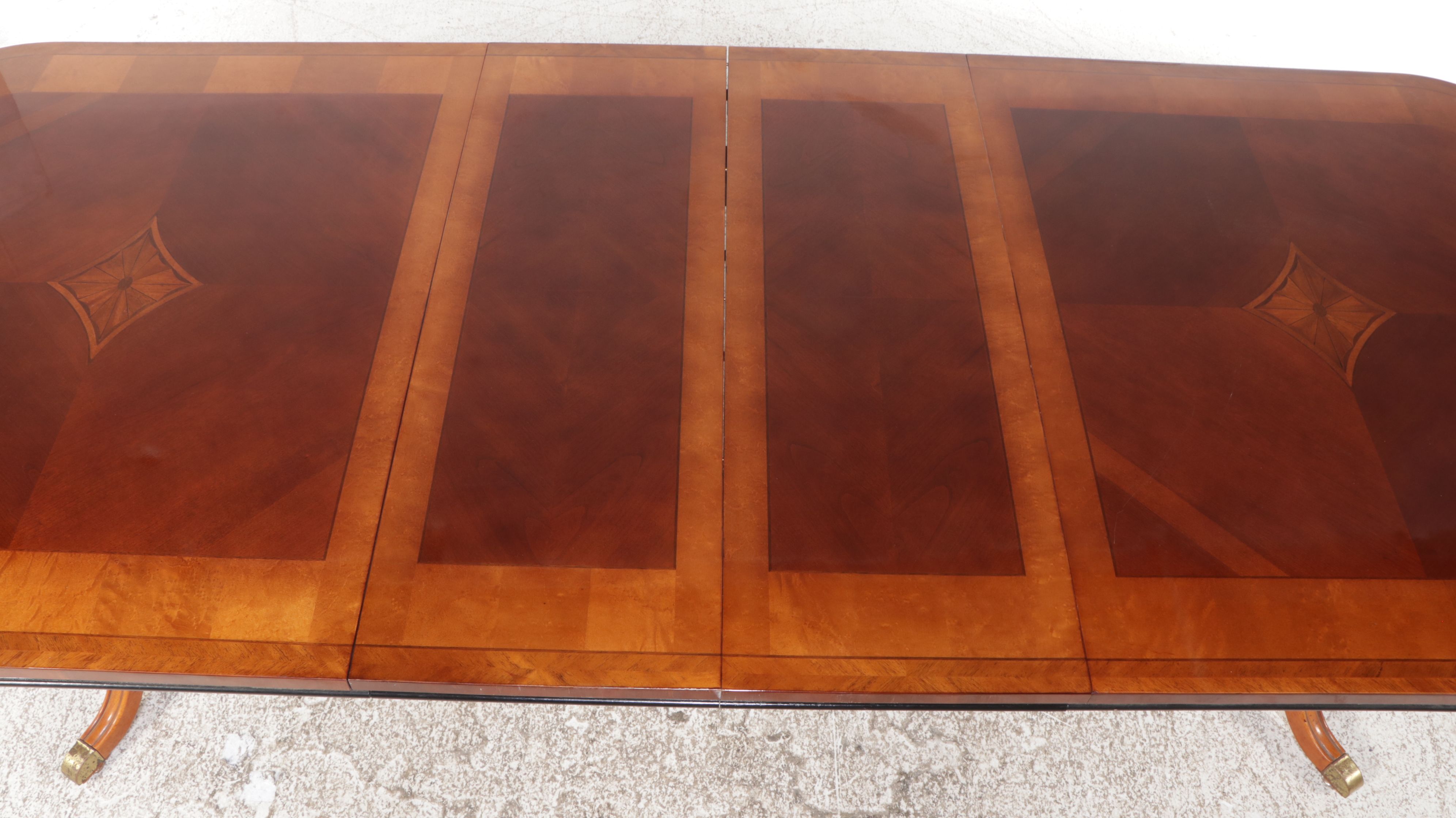 Nine Piece Dining Set Sheraton Style Marquetry Inlaid Dining Set