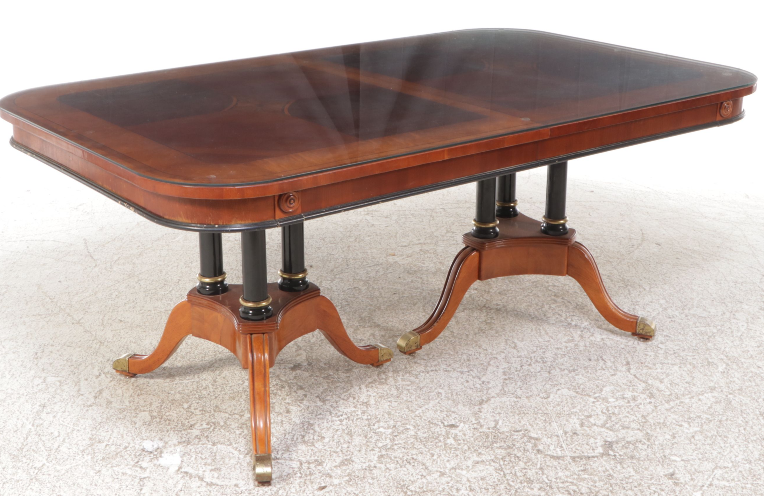 Nine Piece Dining Set Sheraton Style Marquetry Inlaid Dining Set