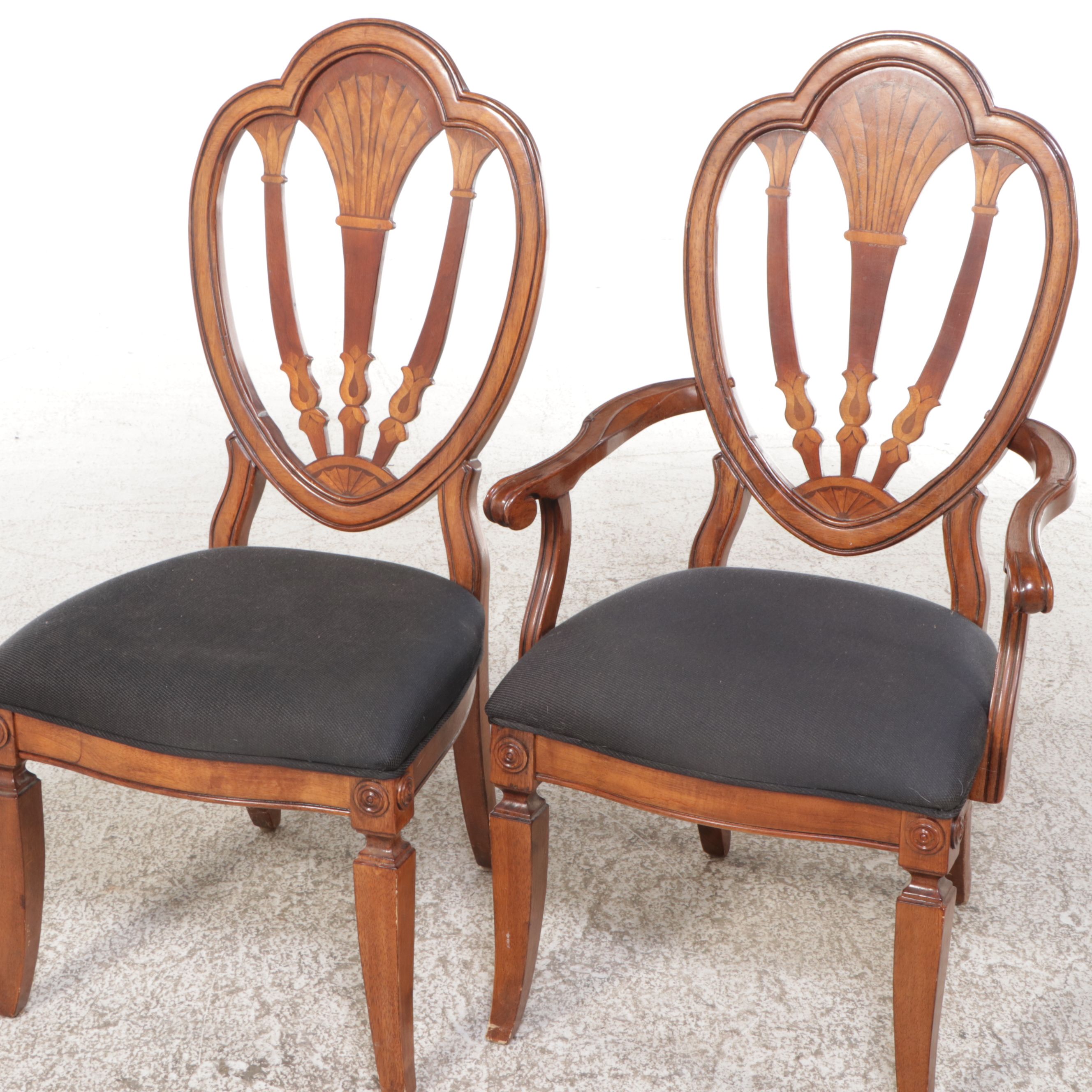 Nine Piece Dining Set Sheraton Style Marquetry Inlaid Dining Set