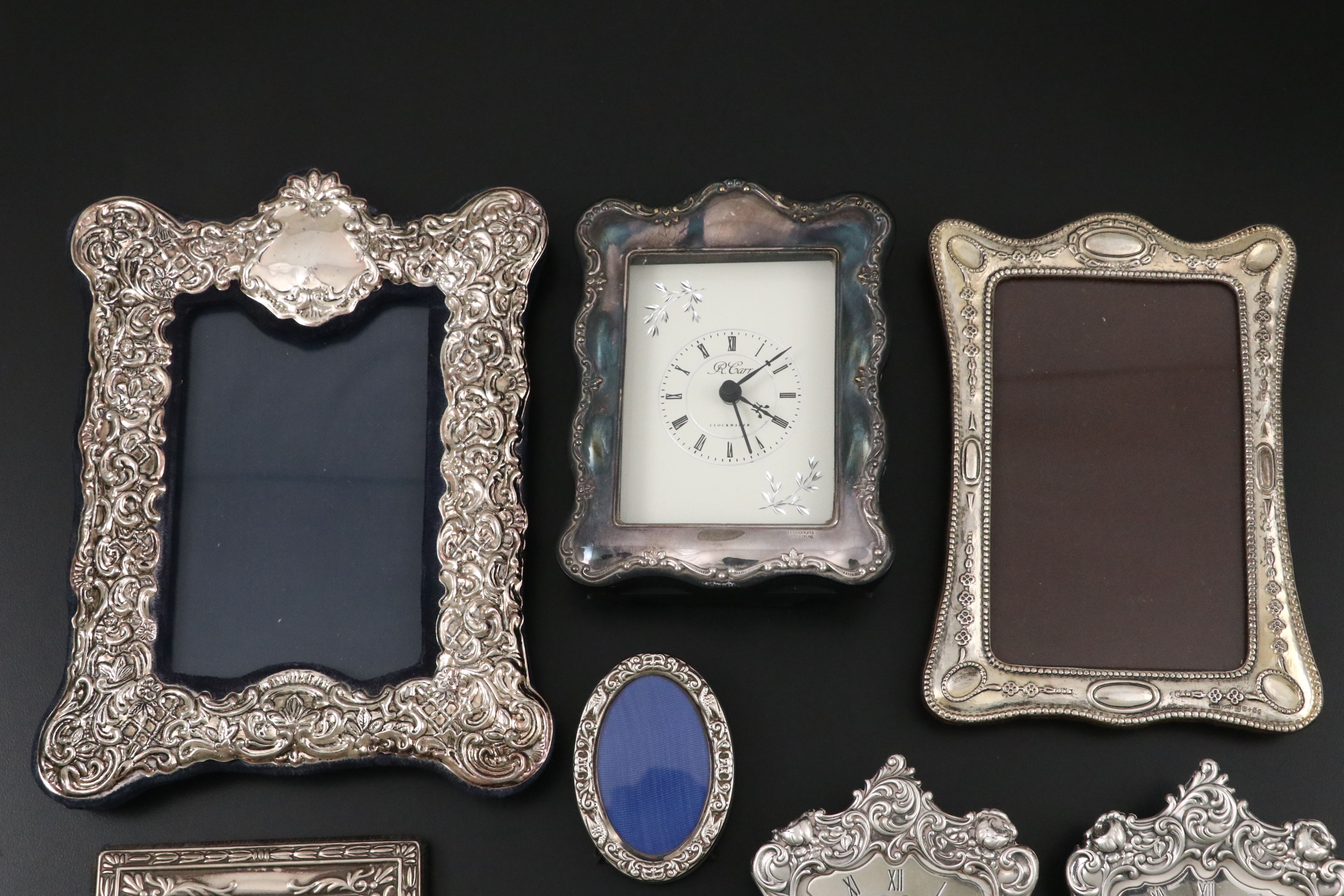 English Sterling Silver with Other Frames and Desk Clocks