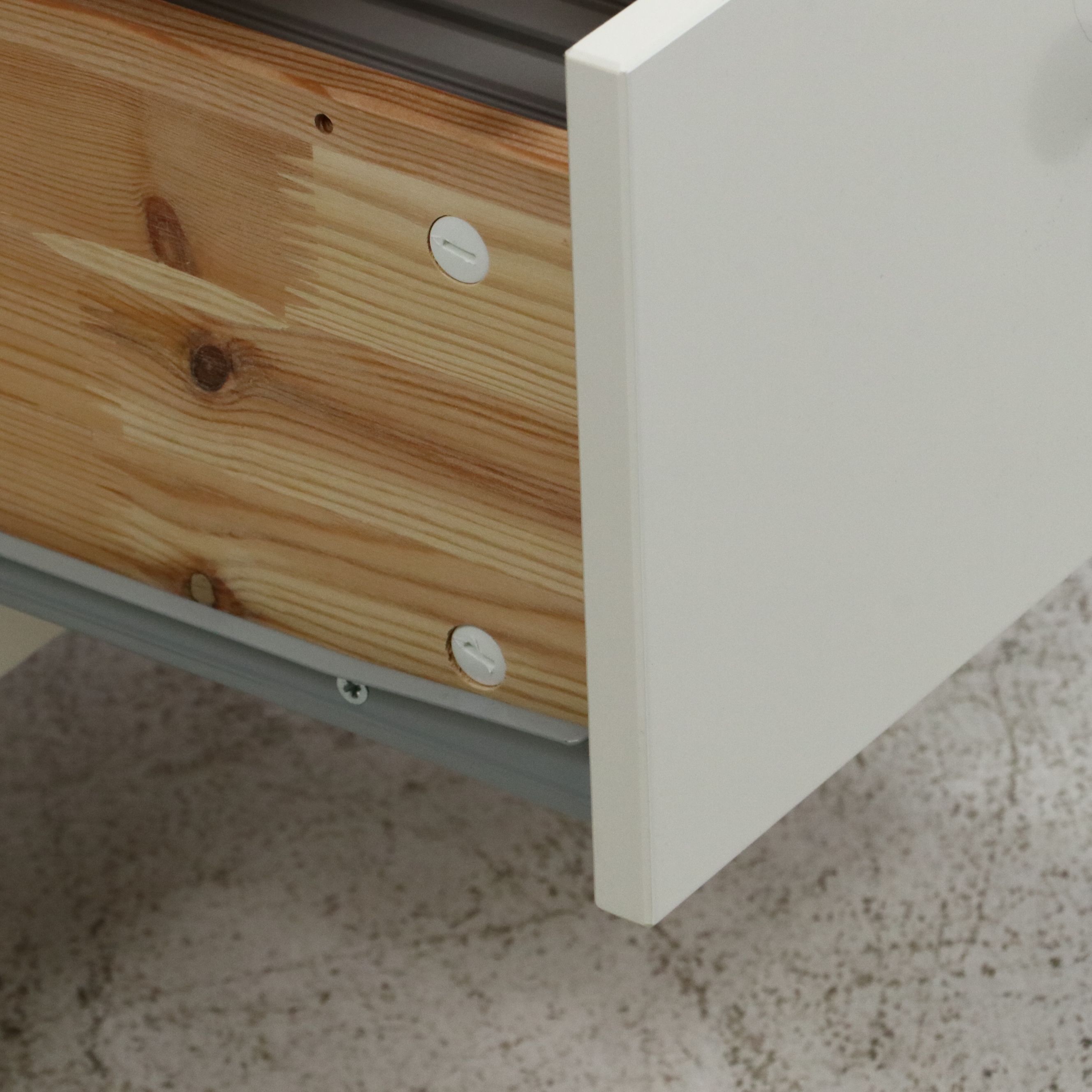 White Painted Wood Two-Drawer Nightstand