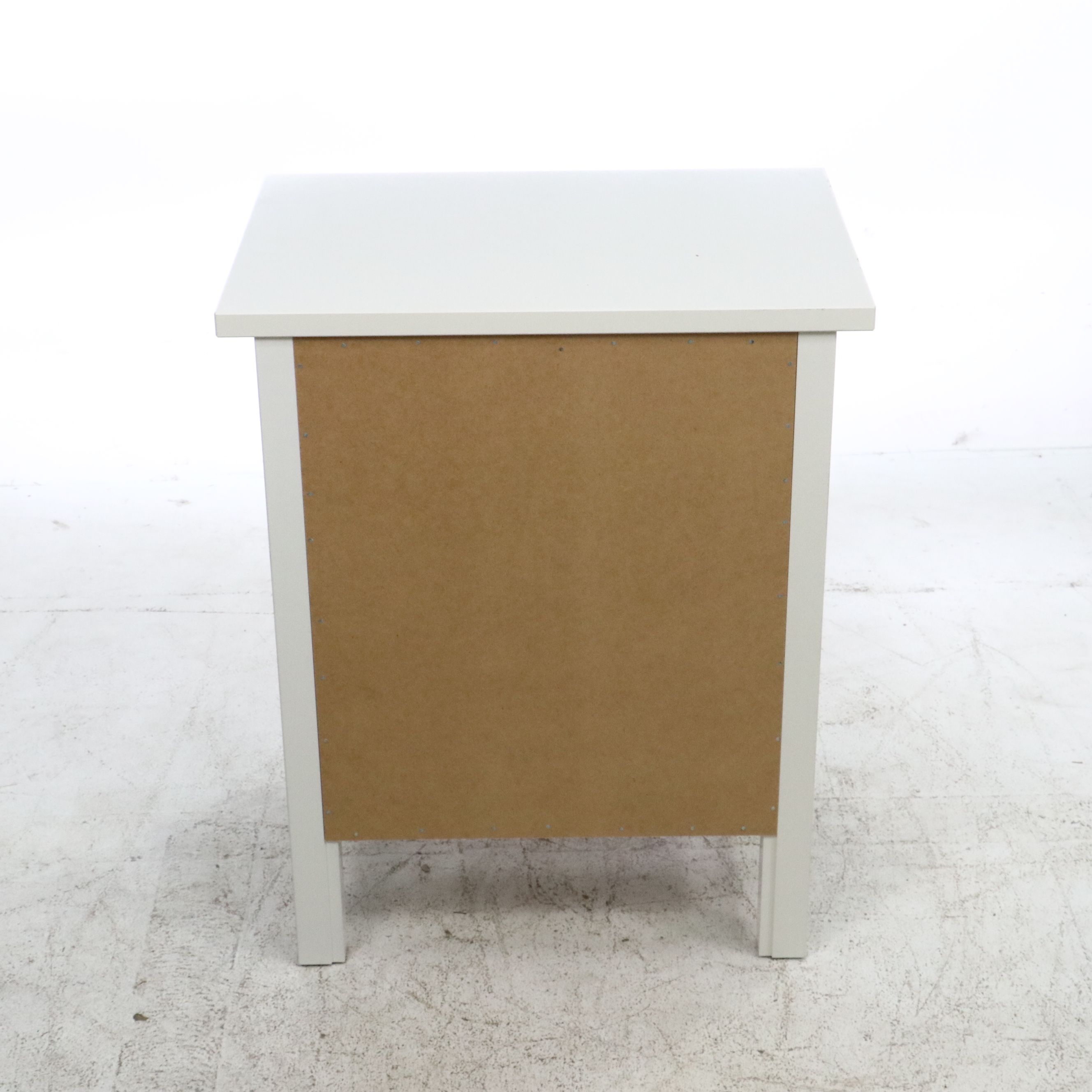 White Painted Wood Two-Drawer Nightstand