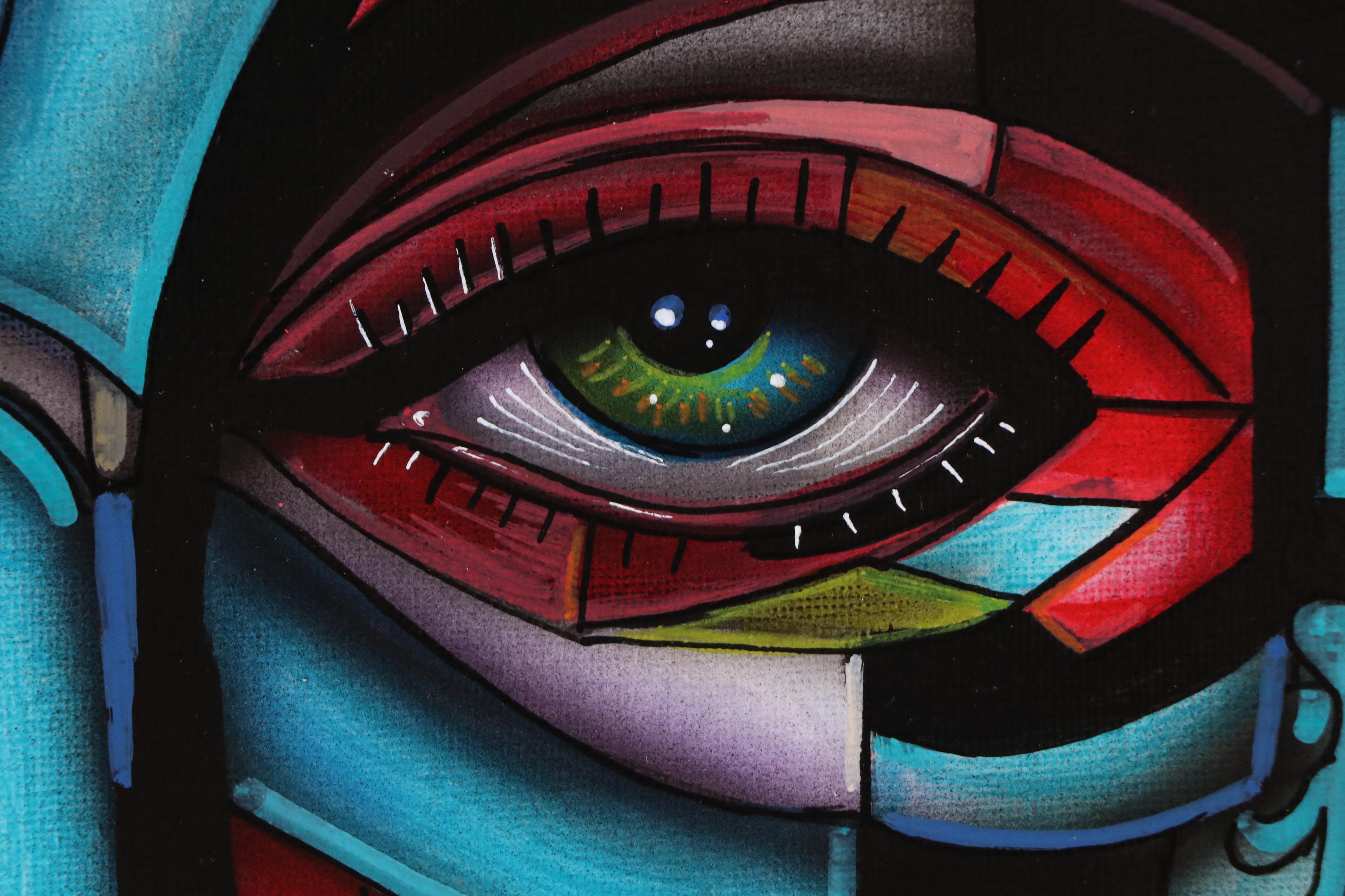 Ricardo Maya Surrealist Acrylic Portrait, 21st Century