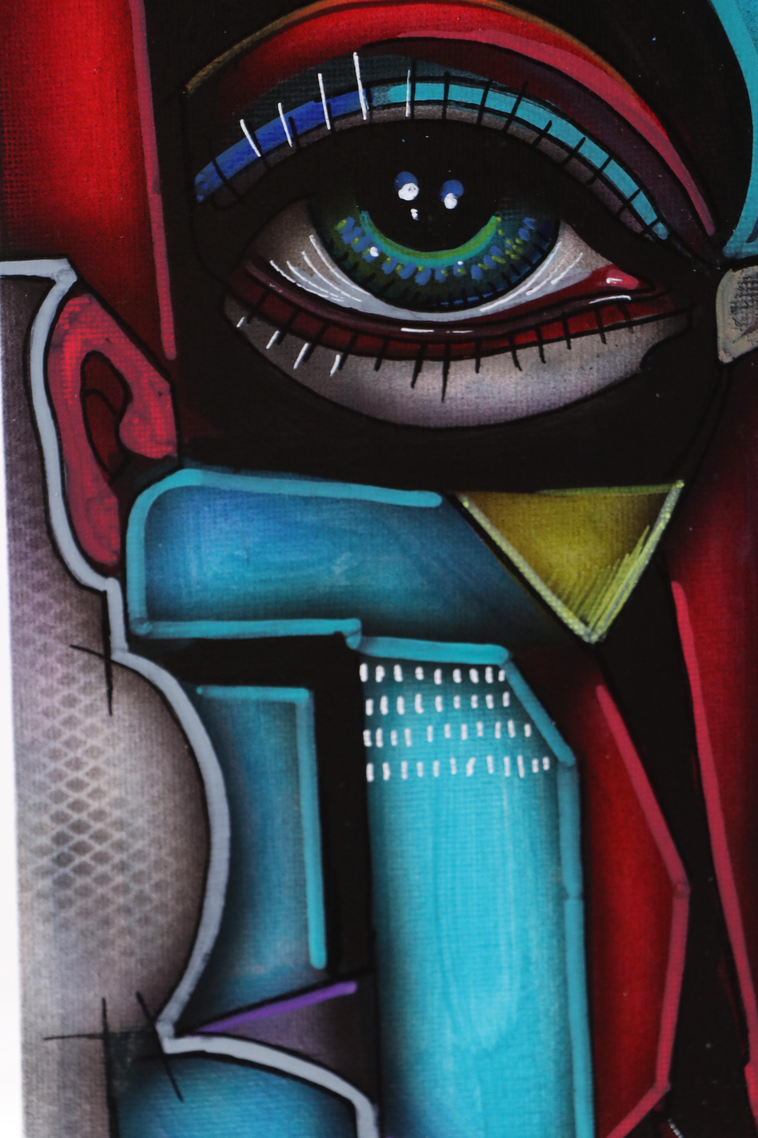 Ricardo Maya Surrealist Acrylic Portrait, 21st Century