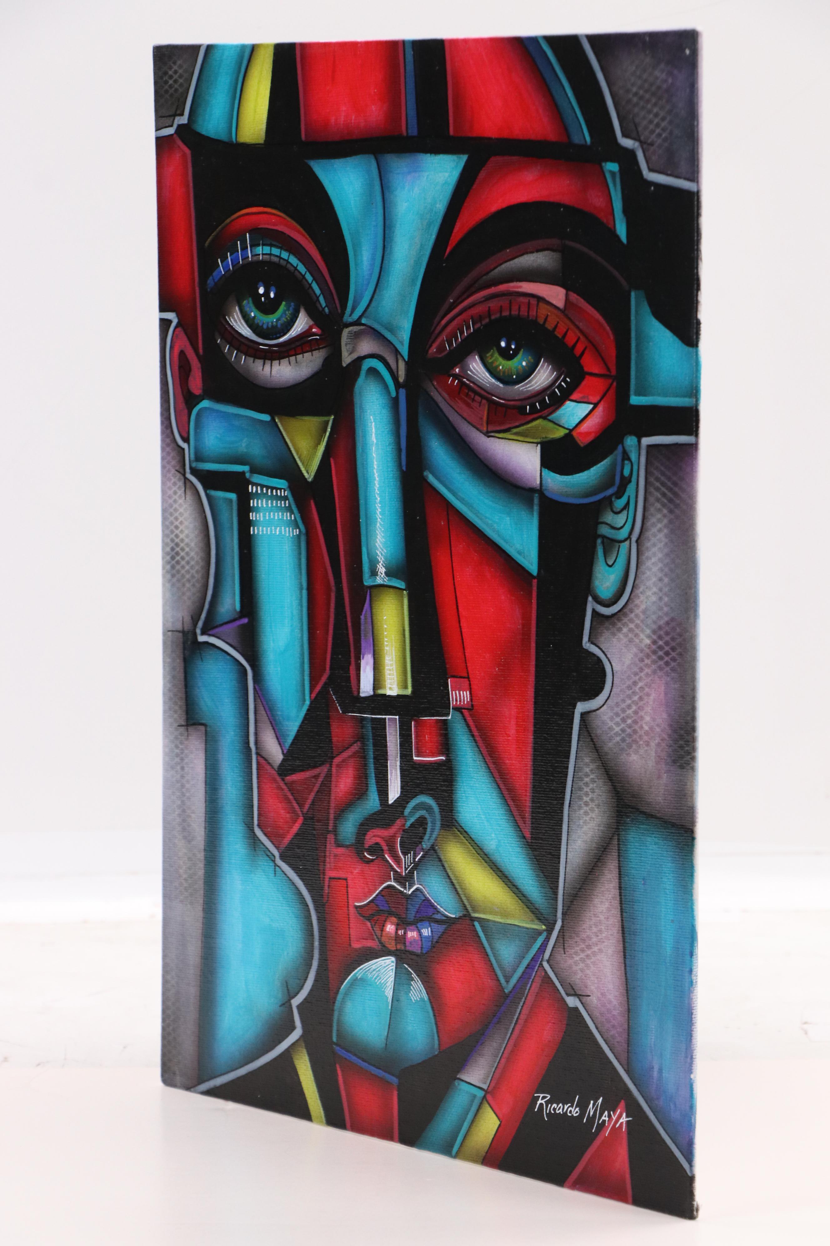 Ricardo Maya Surrealist Acrylic Portrait, 21st Century
