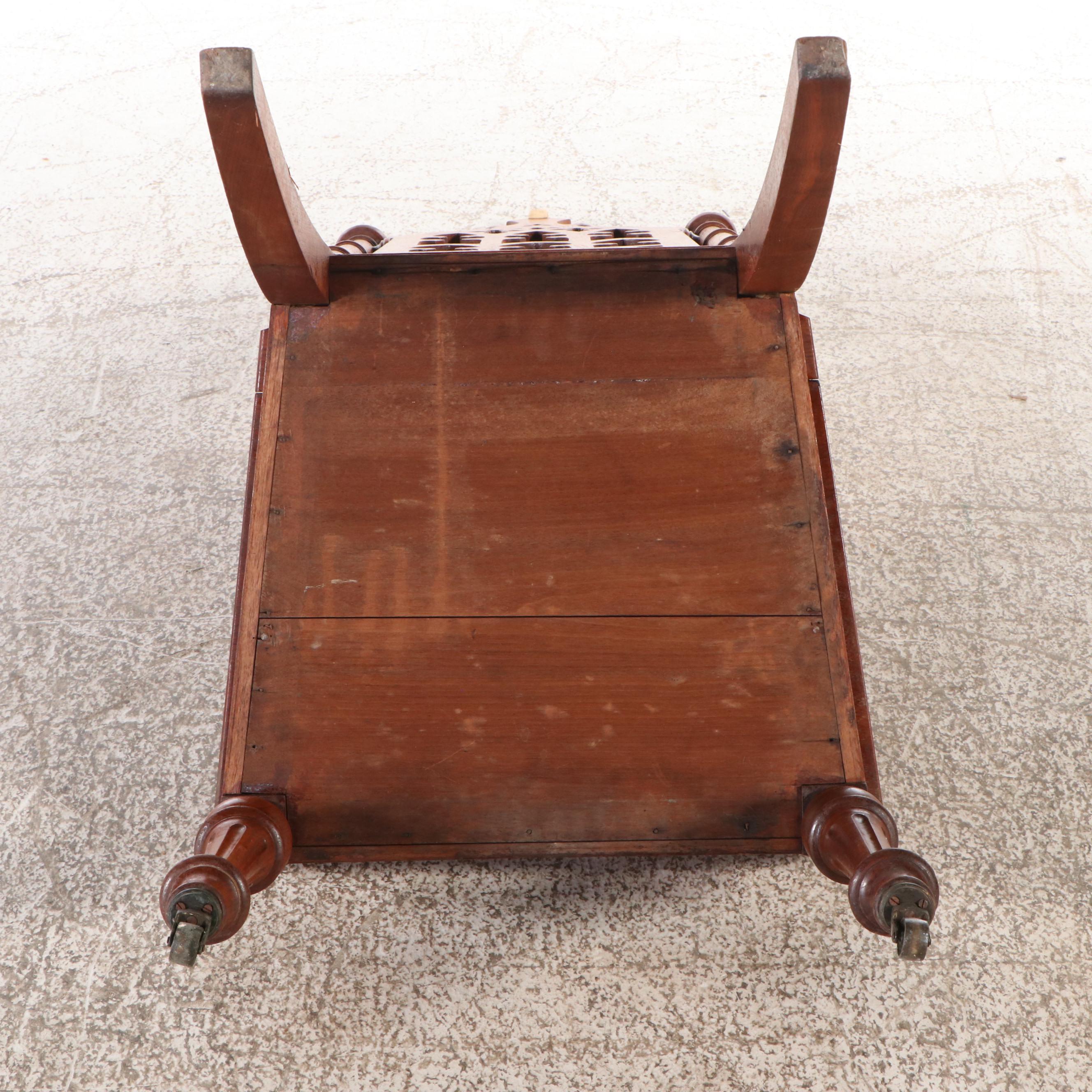 Victorian Gothic Revival Carved Mahogany Hall Chair with Storage