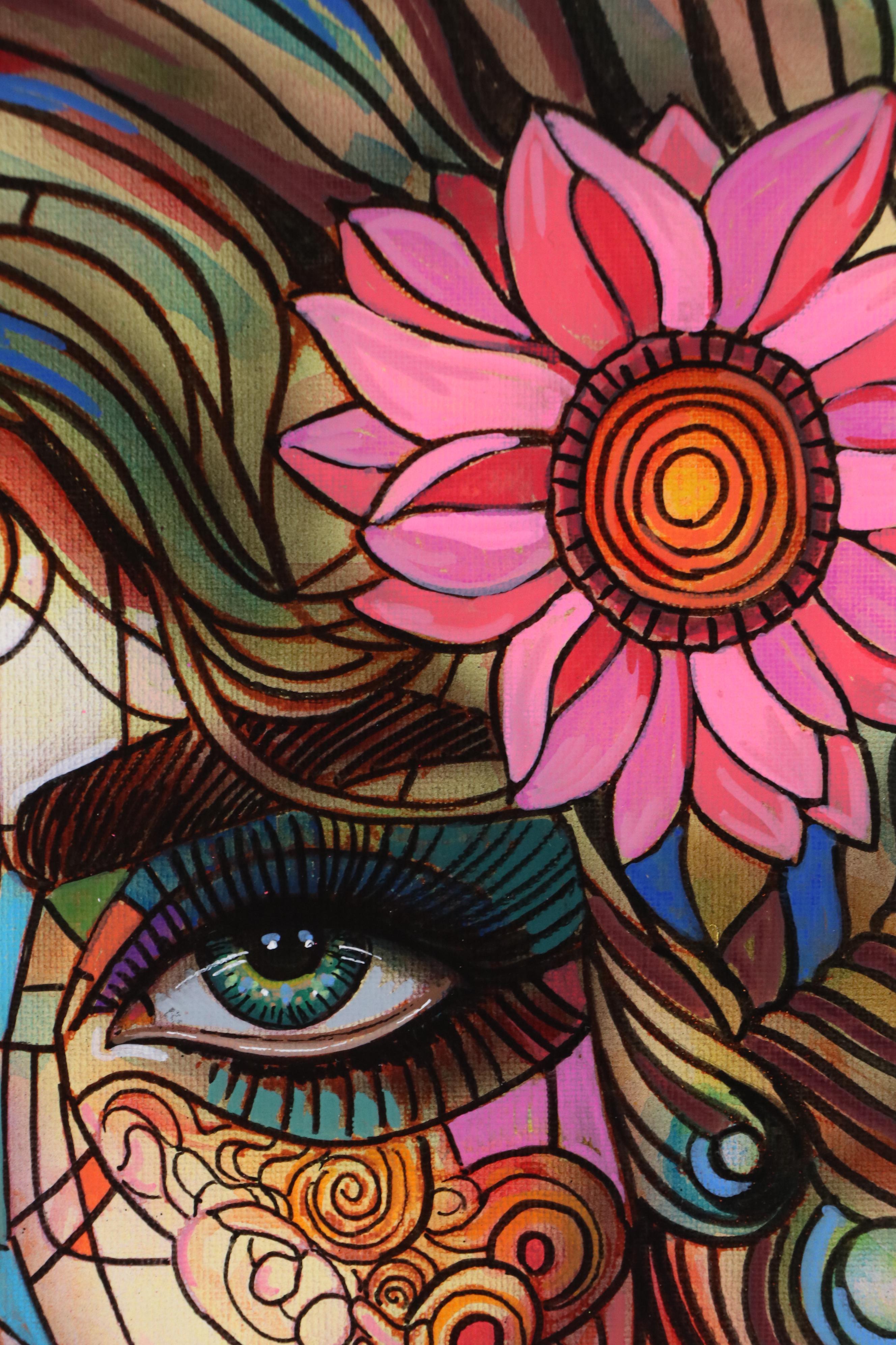 Ricardo Maya Surrealist Acrylic Portrait, 21st Century