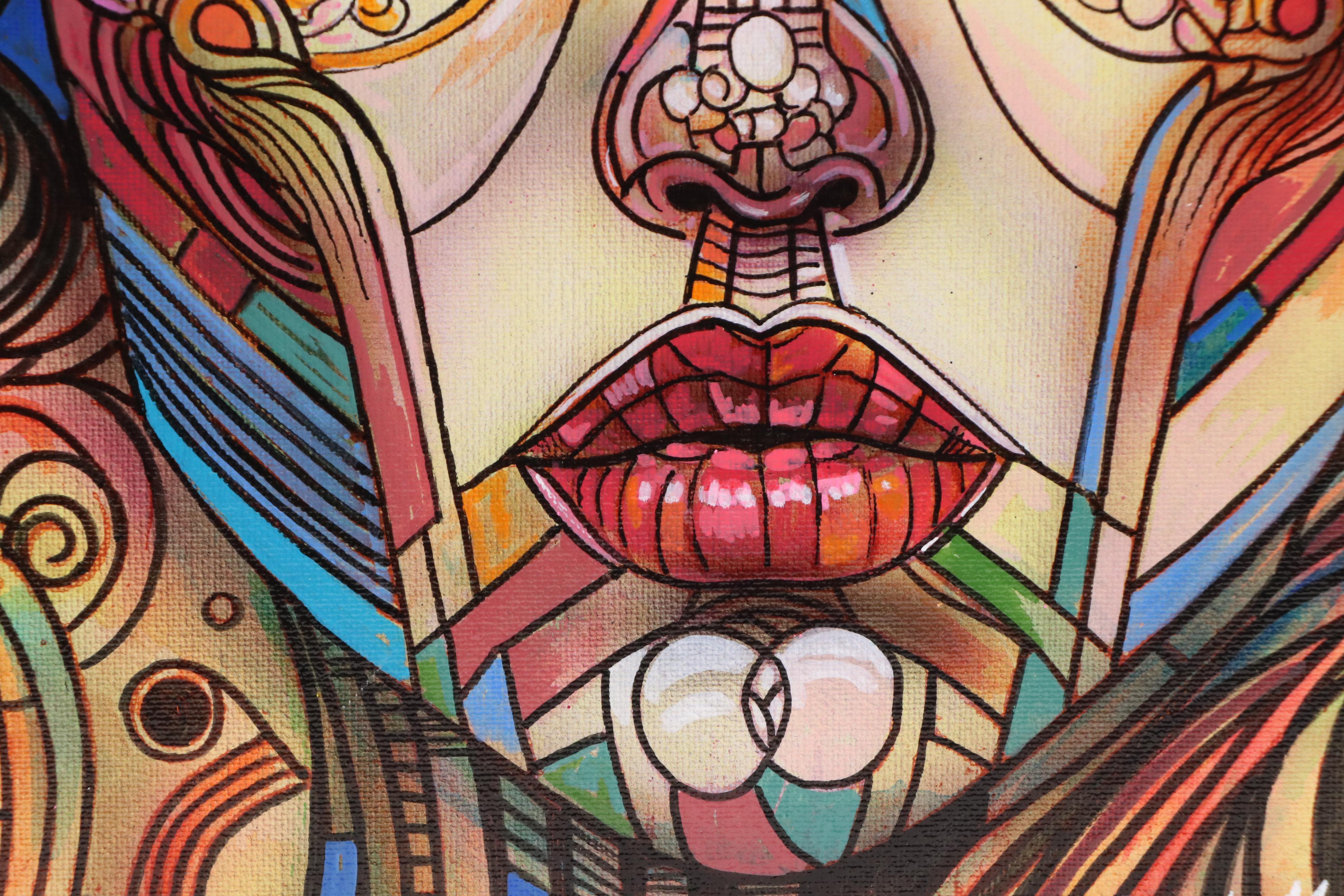 Ricardo Maya Surrealist Acrylic Portrait, 21st Century