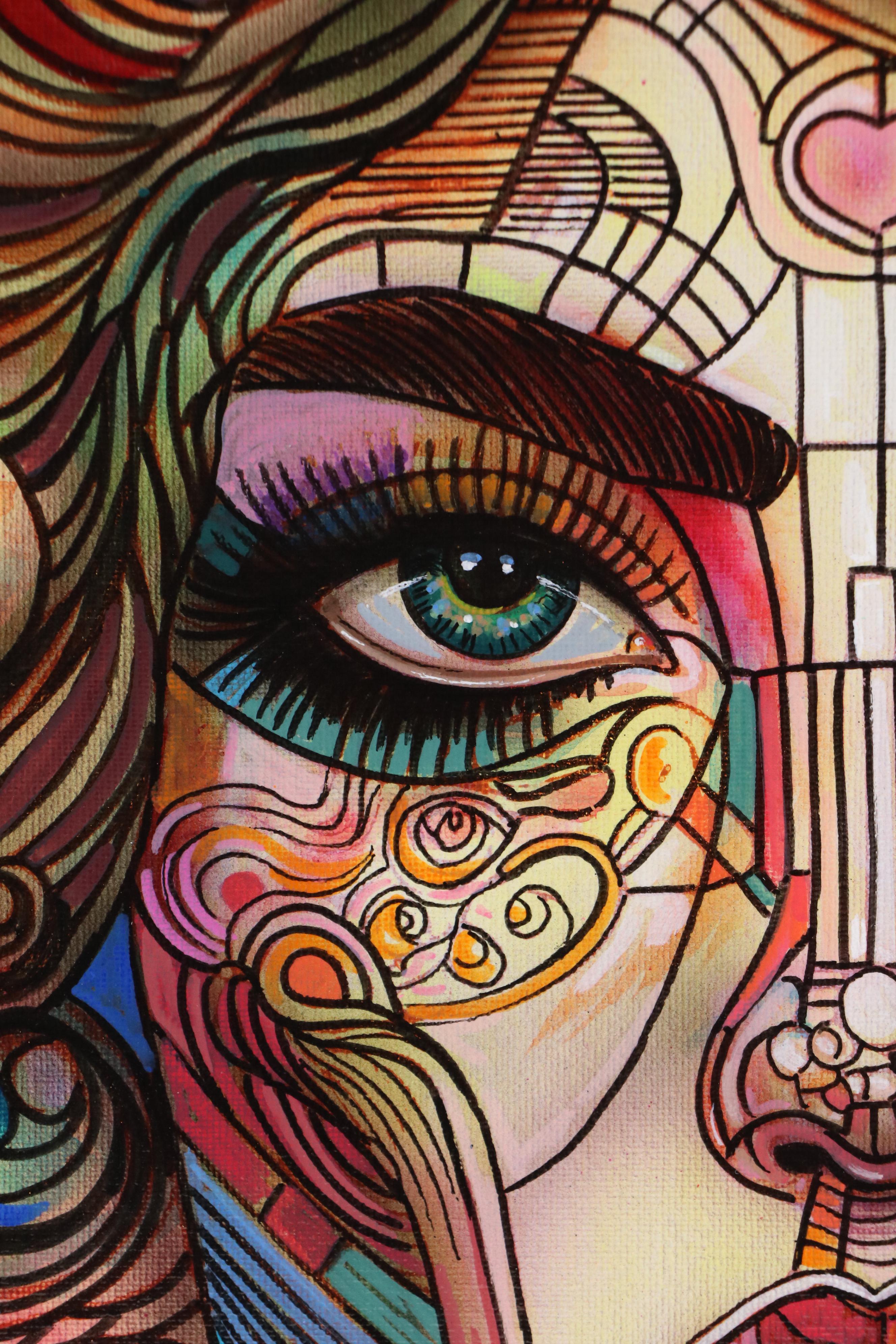 Ricardo Maya Surrealist Acrylic Portrait, 21st Century