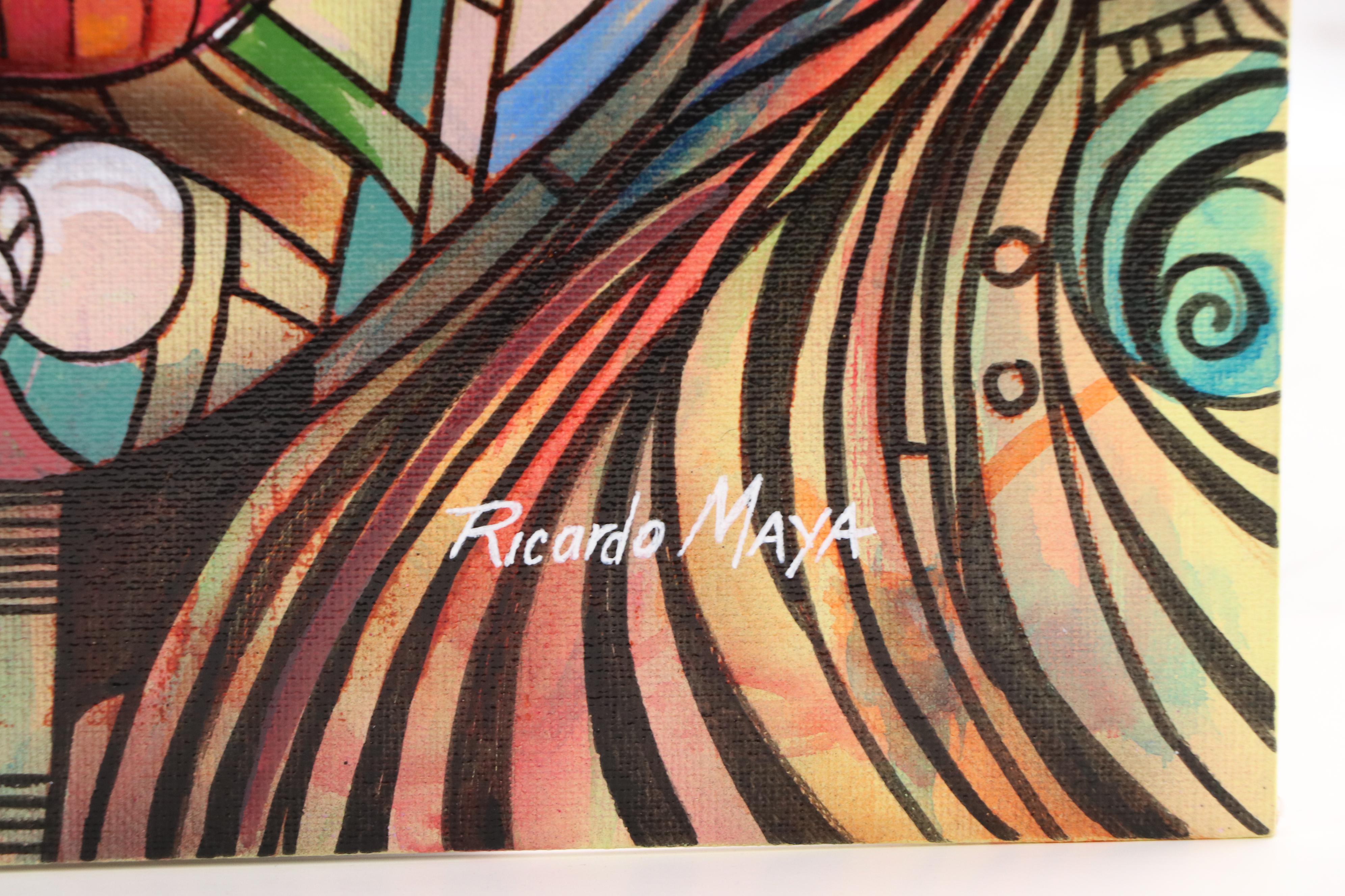Ricardo Maya Surrealist Acrylic Portrait, 21st Century