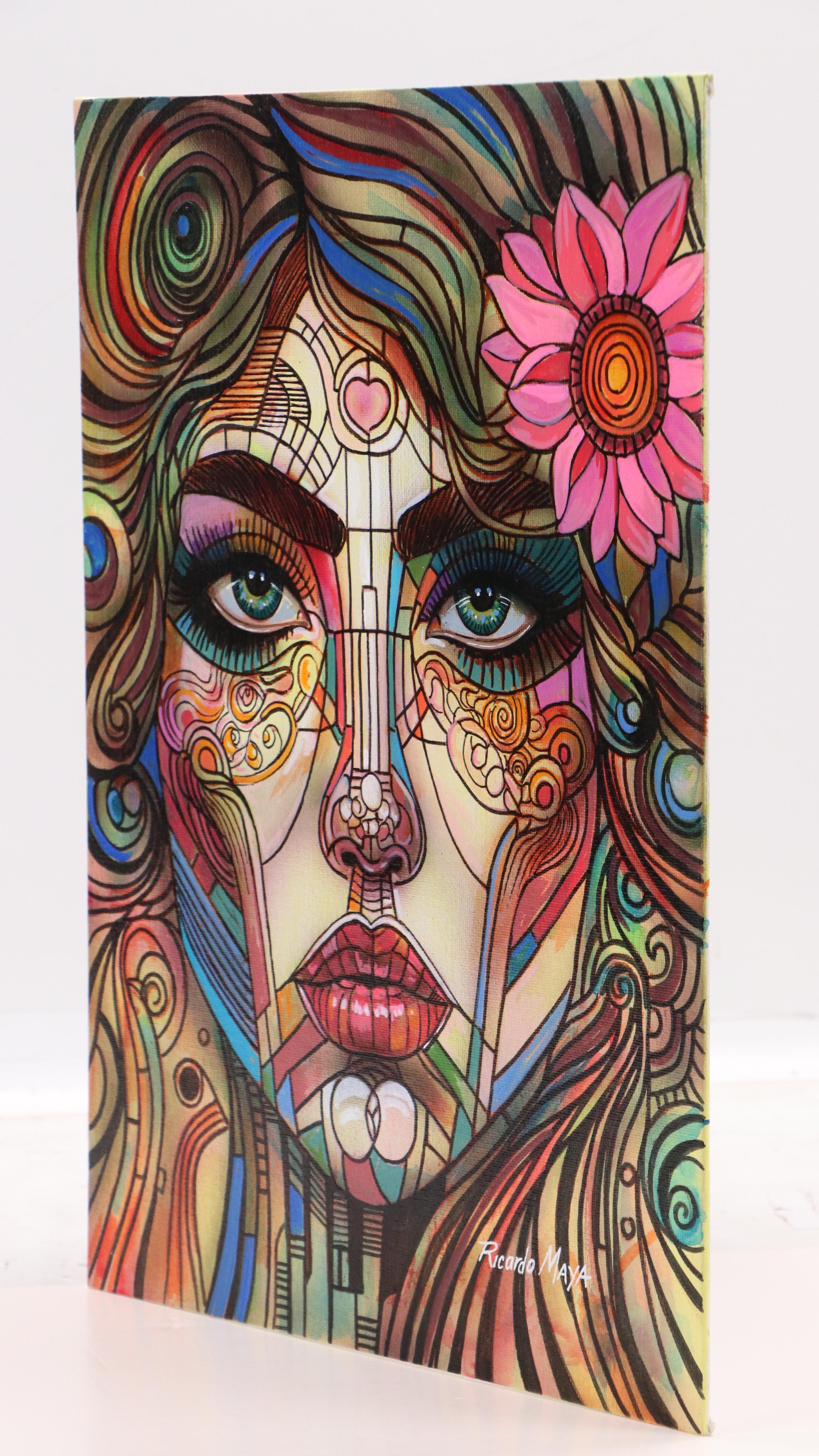 Ricardo Maya Surrealist Acrylic Portrait, 21st Century