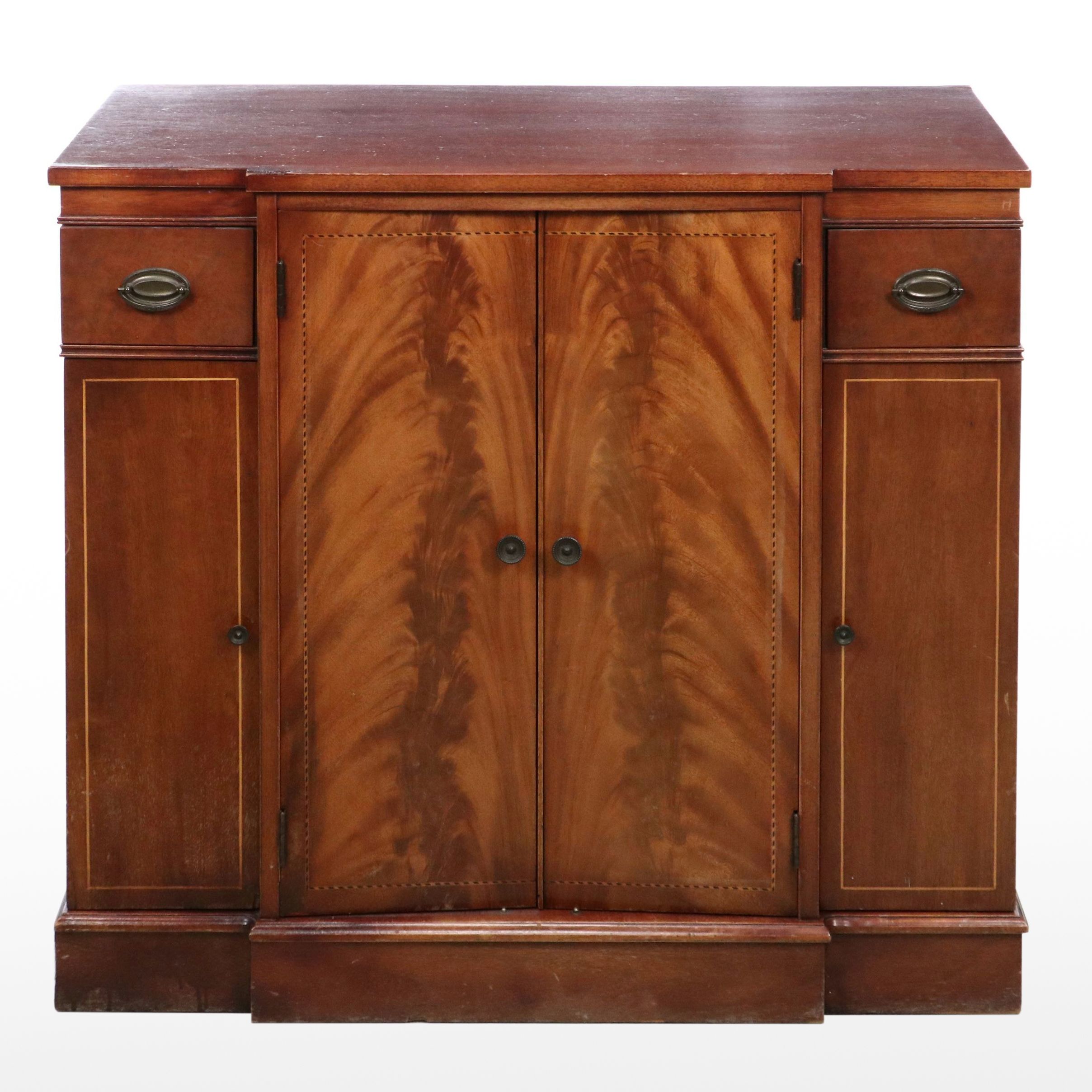 Art Deco Style Mahogany and Burled Wood Bar and Music Cabinet