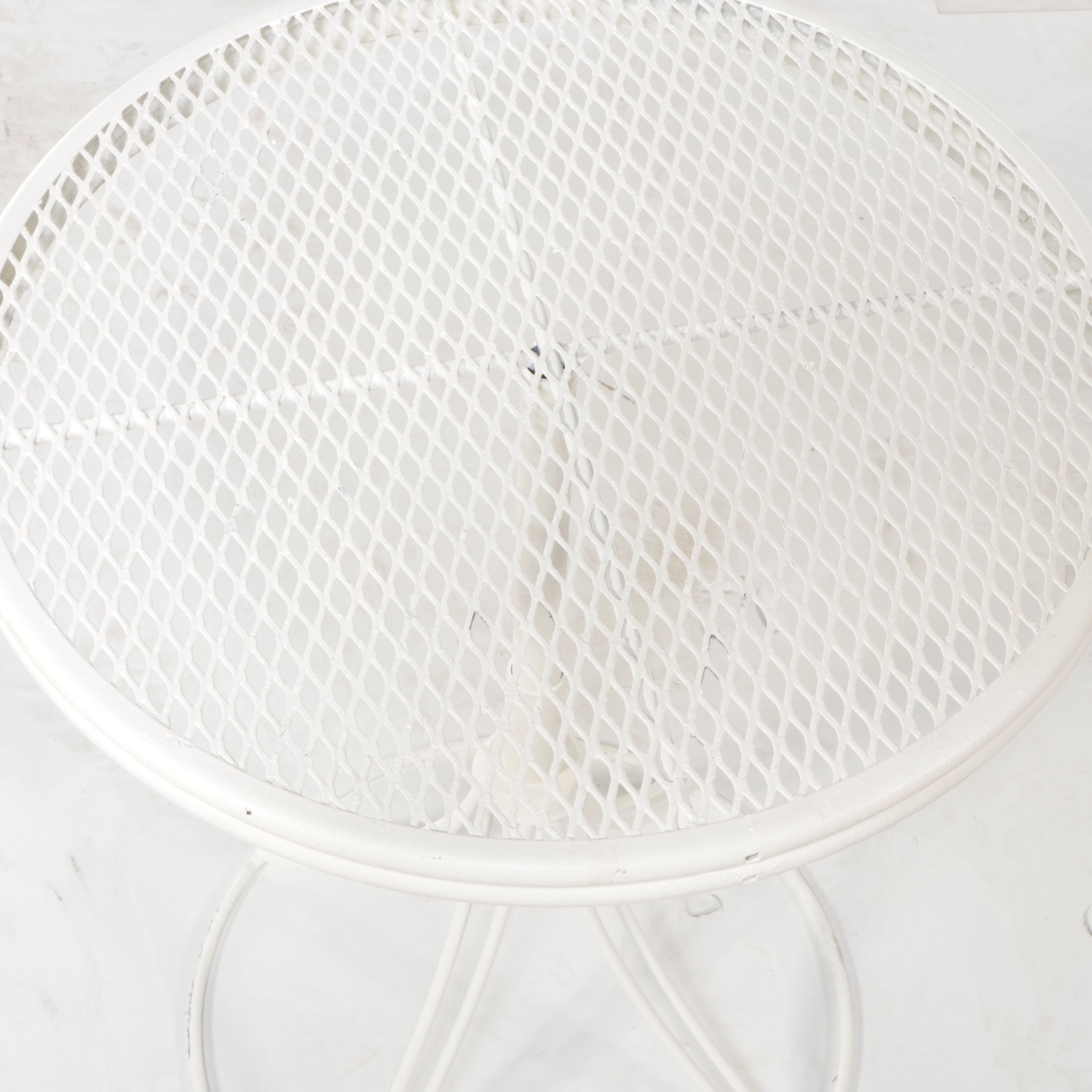 Mid Century Modern Style Painted Metal Mesh Top Side Table