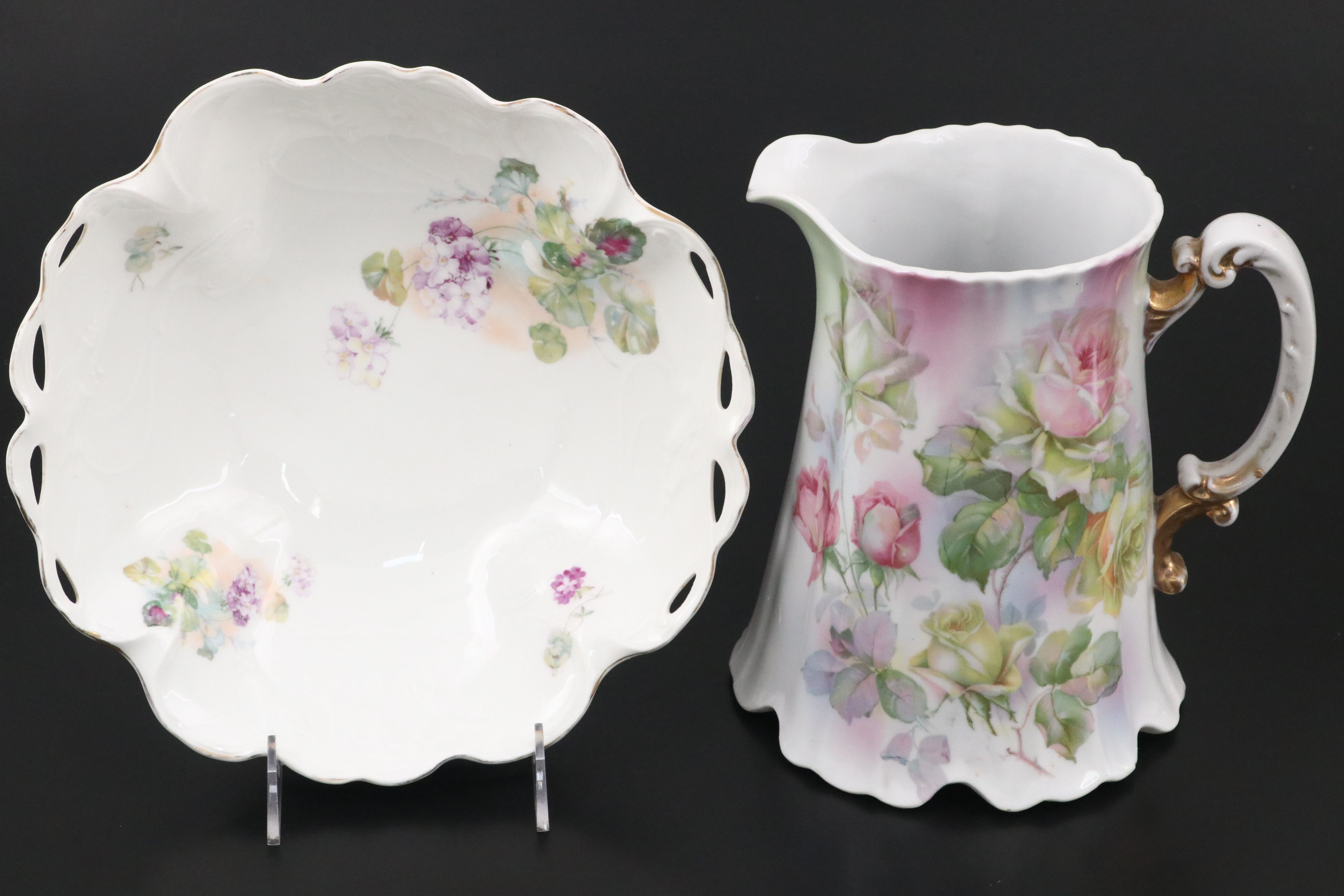 Continental Hand-Painted Porcelain Dinnerware and Serveware
