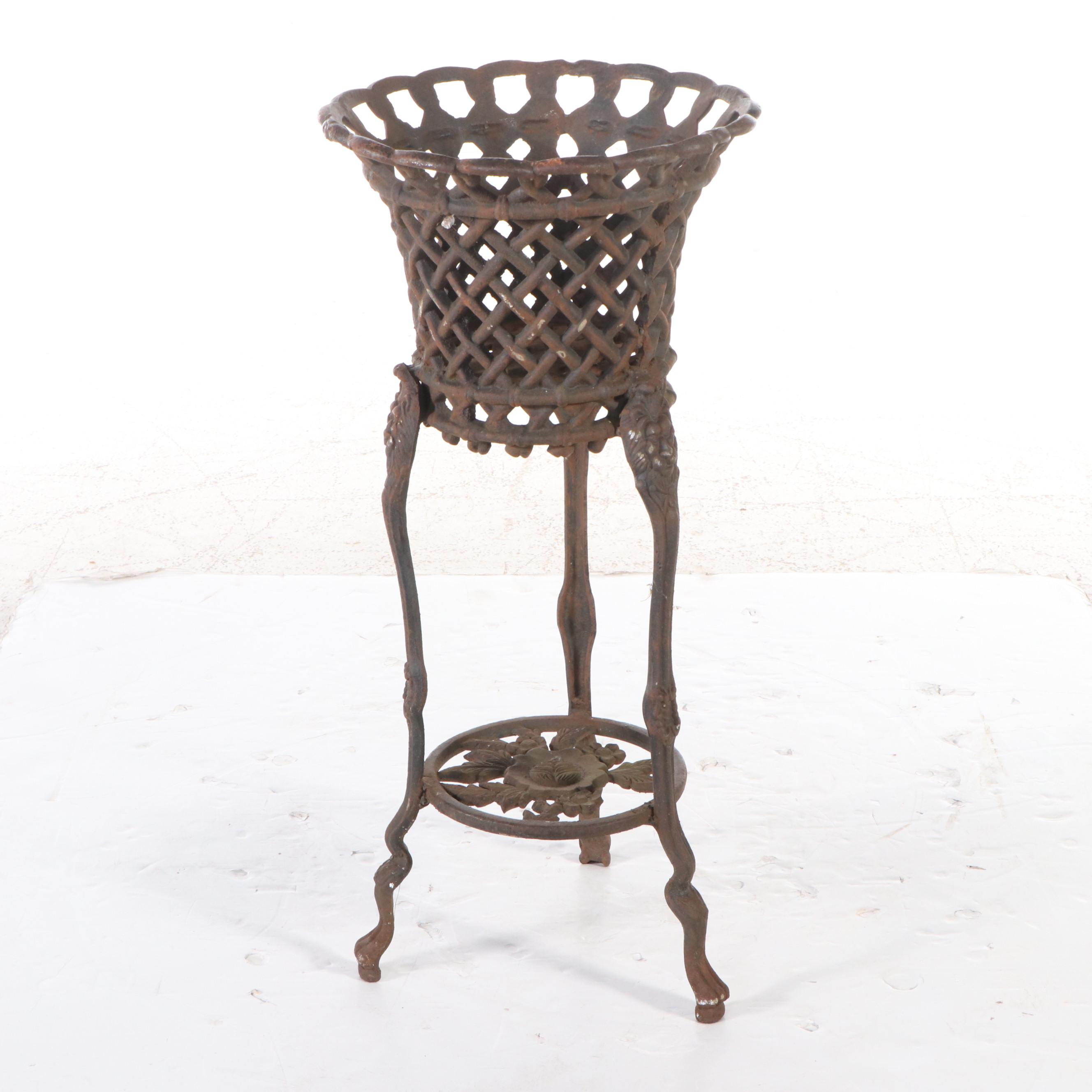 Victorian Style Cast Iron Lattice Plant Stand