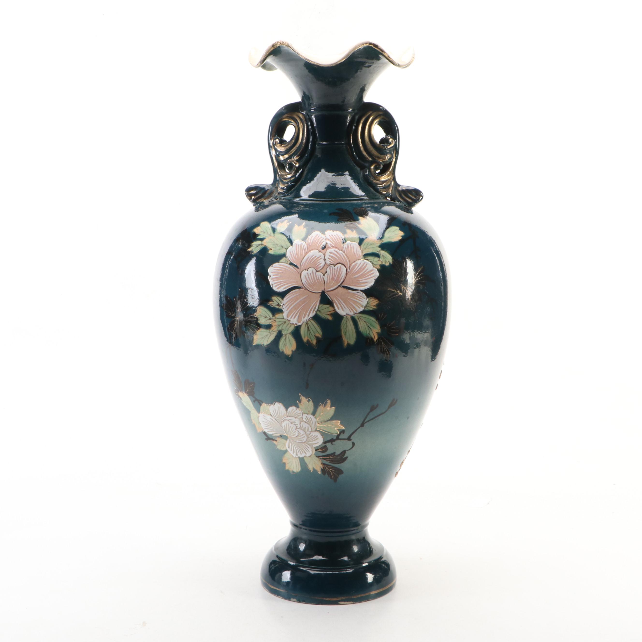 Japanese Moriage Slip Decorated Floor Vase