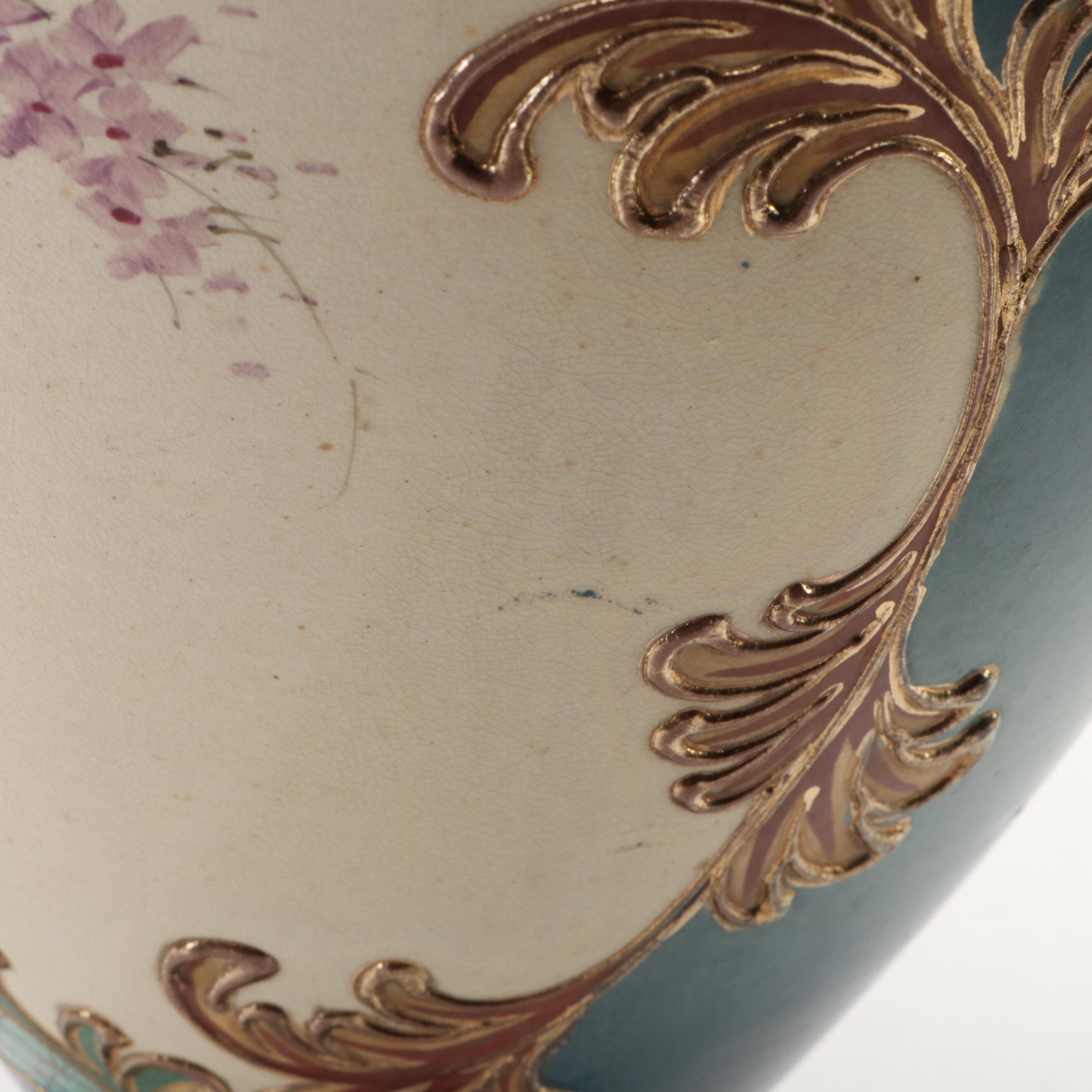 Japanese Moriage Slip Decorated Floor Vase