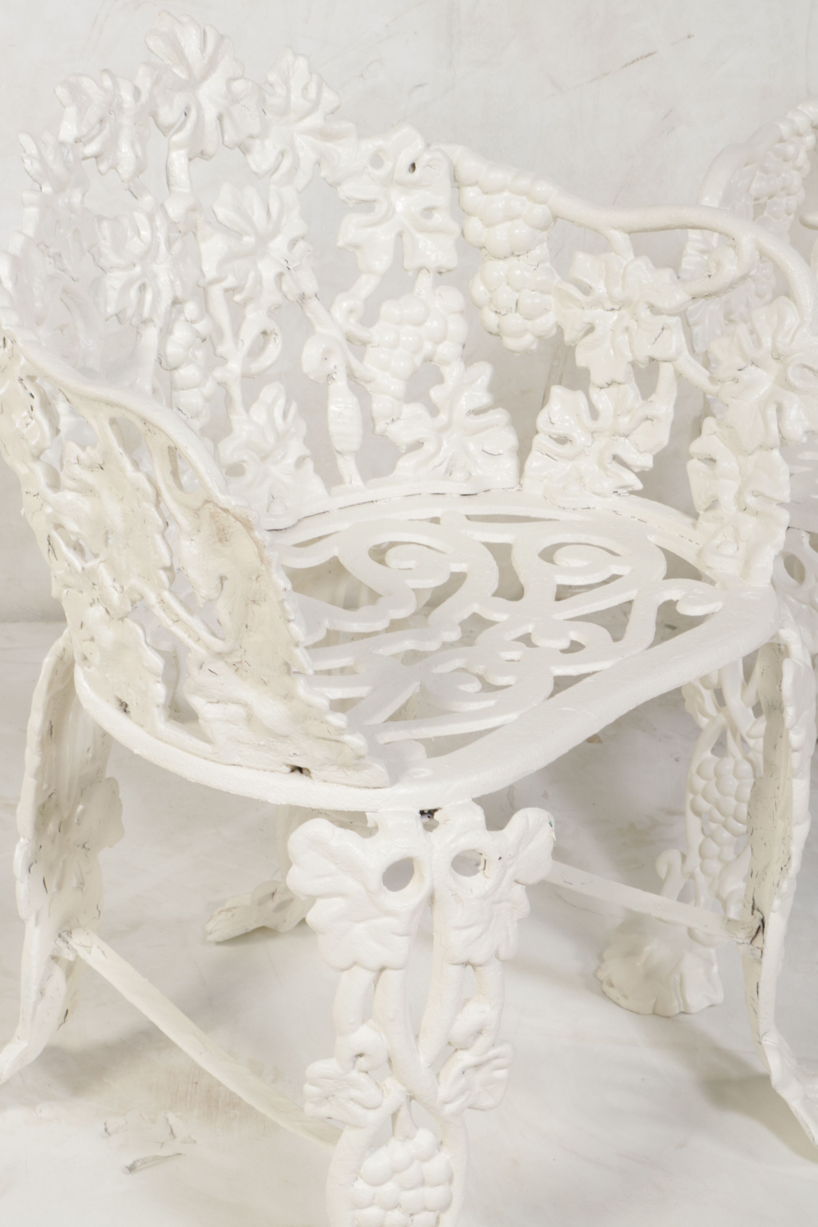 Victorian Style White-Painted Cast Metal Garden Bench and Seat