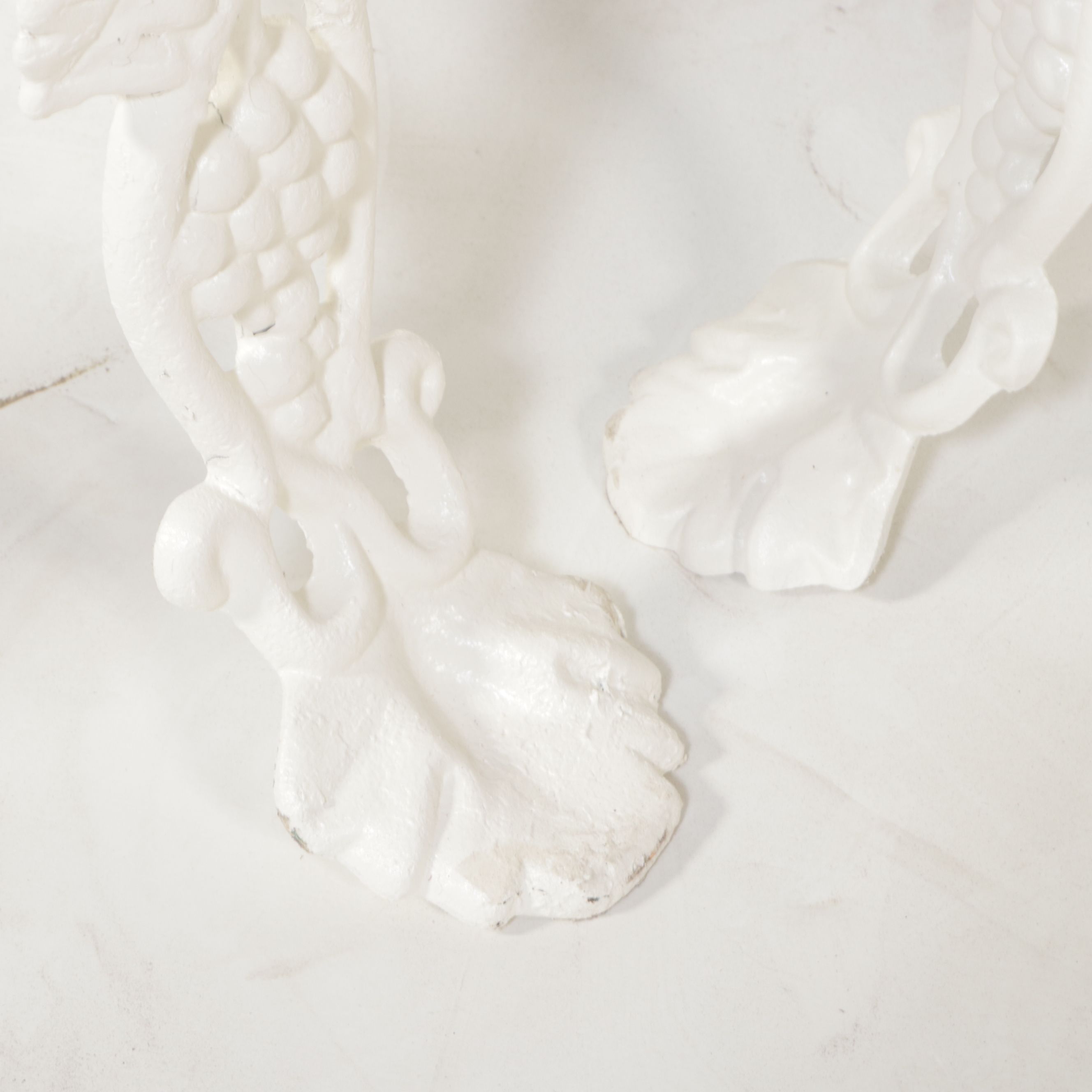 Victorian Style White-Painted Cast Metal Garden Bench and Seat