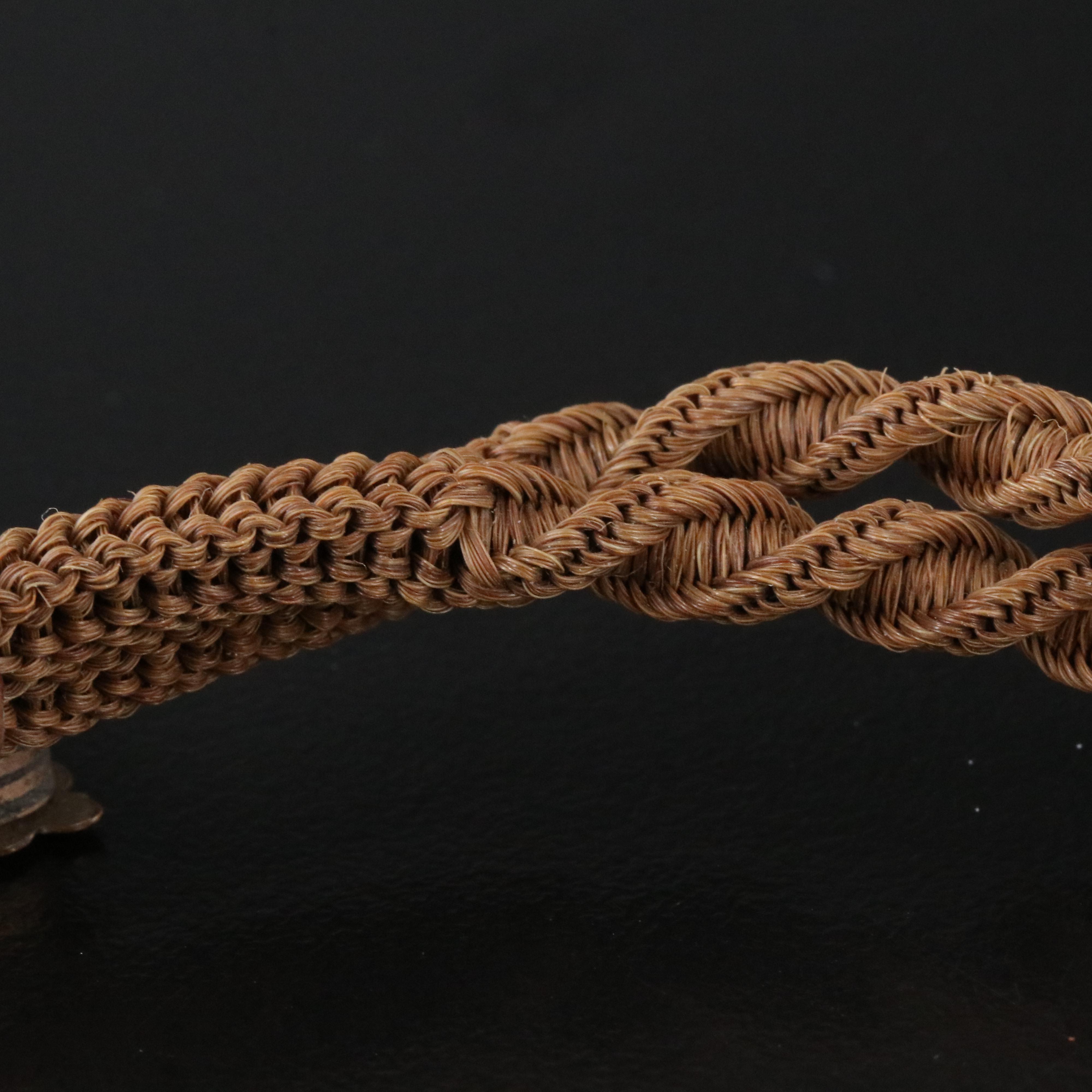 Victorian Hair Work Watch Chain with Fob Charm