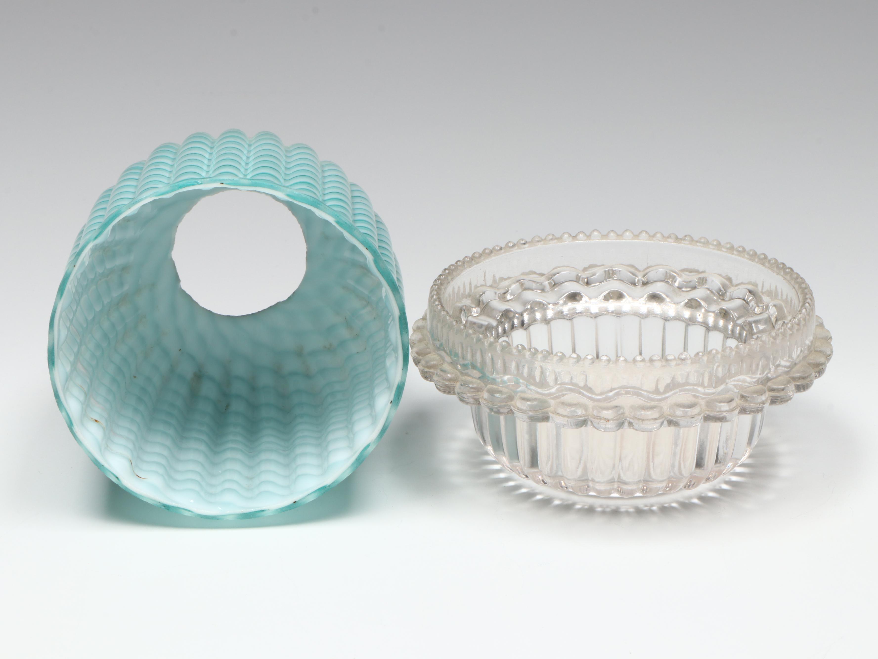 Samuel Clarke "Zebra," "Nailsea" and Striped Blue Fairy Lamps