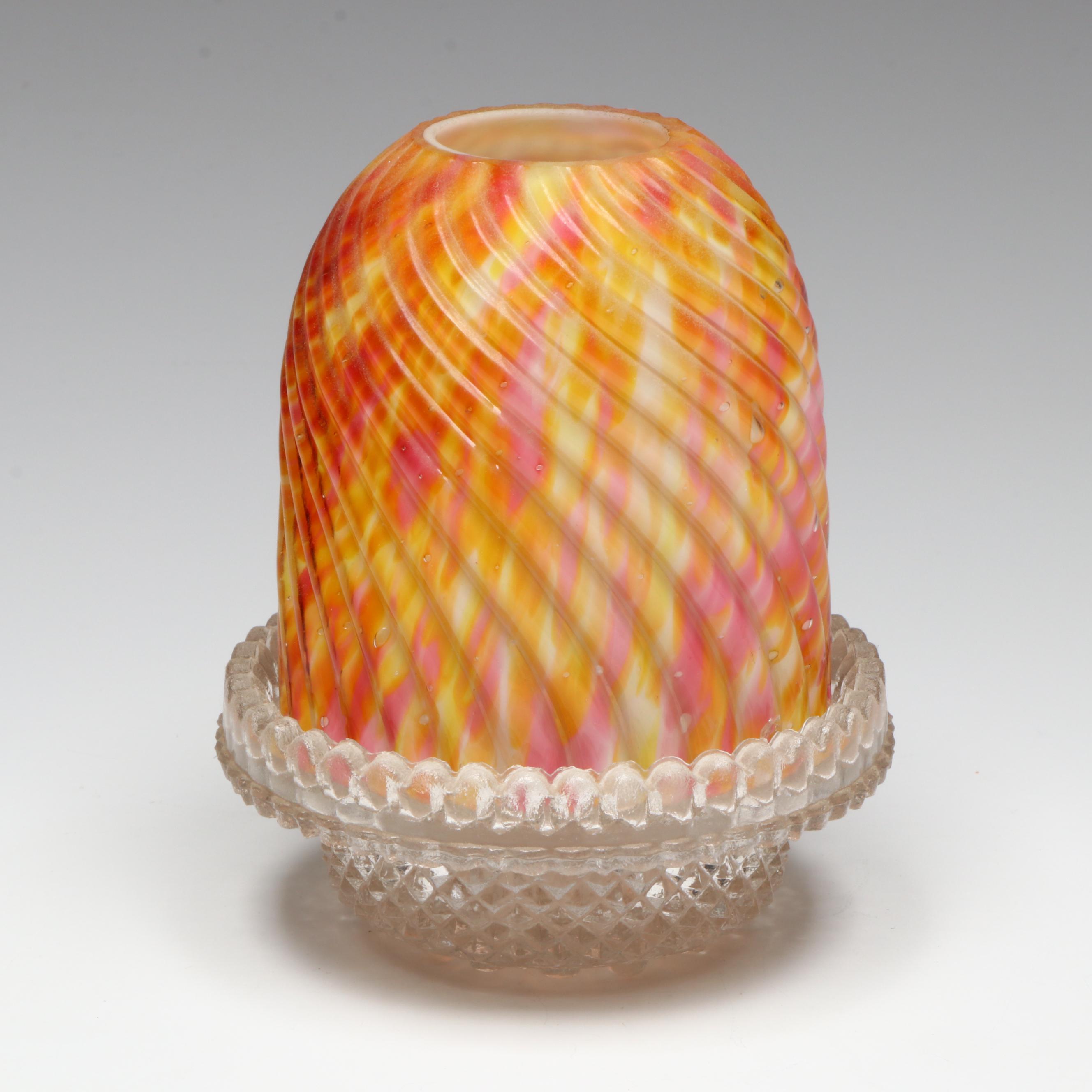 Samuel Clarke "Zebra," "Nailsea" and Striped Blue Fairy Lamps