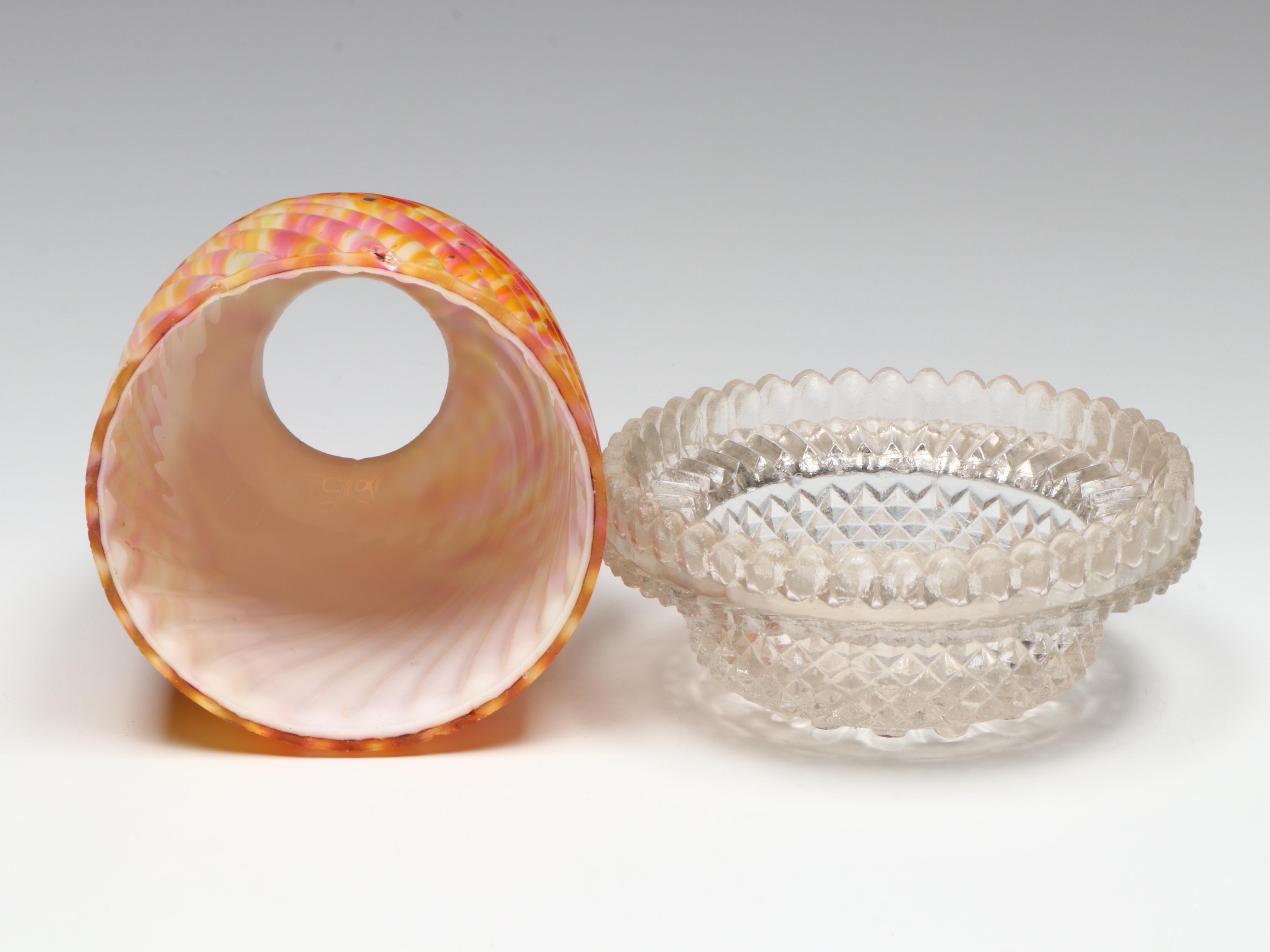 Samuel Clarke "Zebra," "Nailsea" and Striped Blue Fairy Lamps