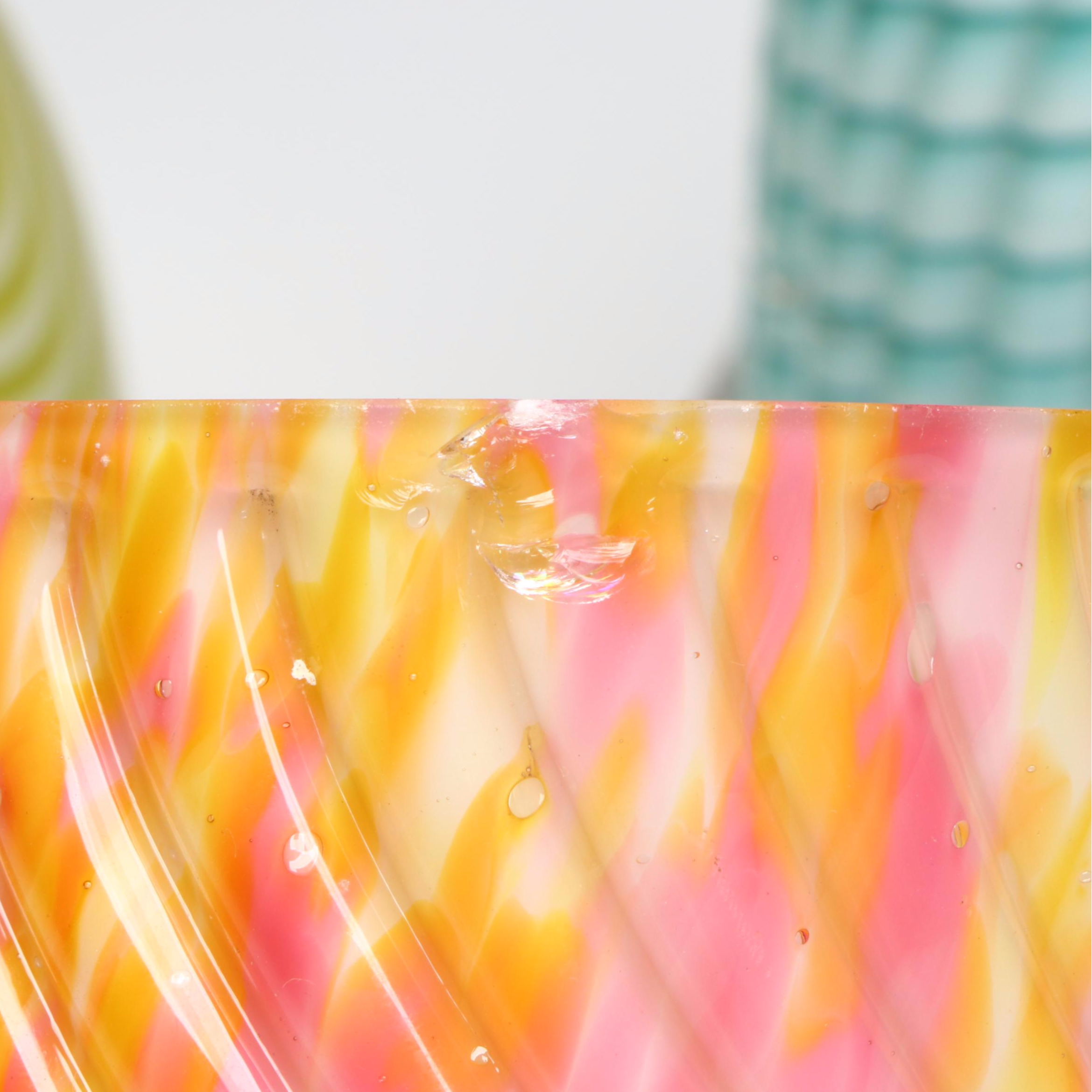 Samuel Clarke "Zebra," "Nailsea" and Striped Blue Fairy Lamps