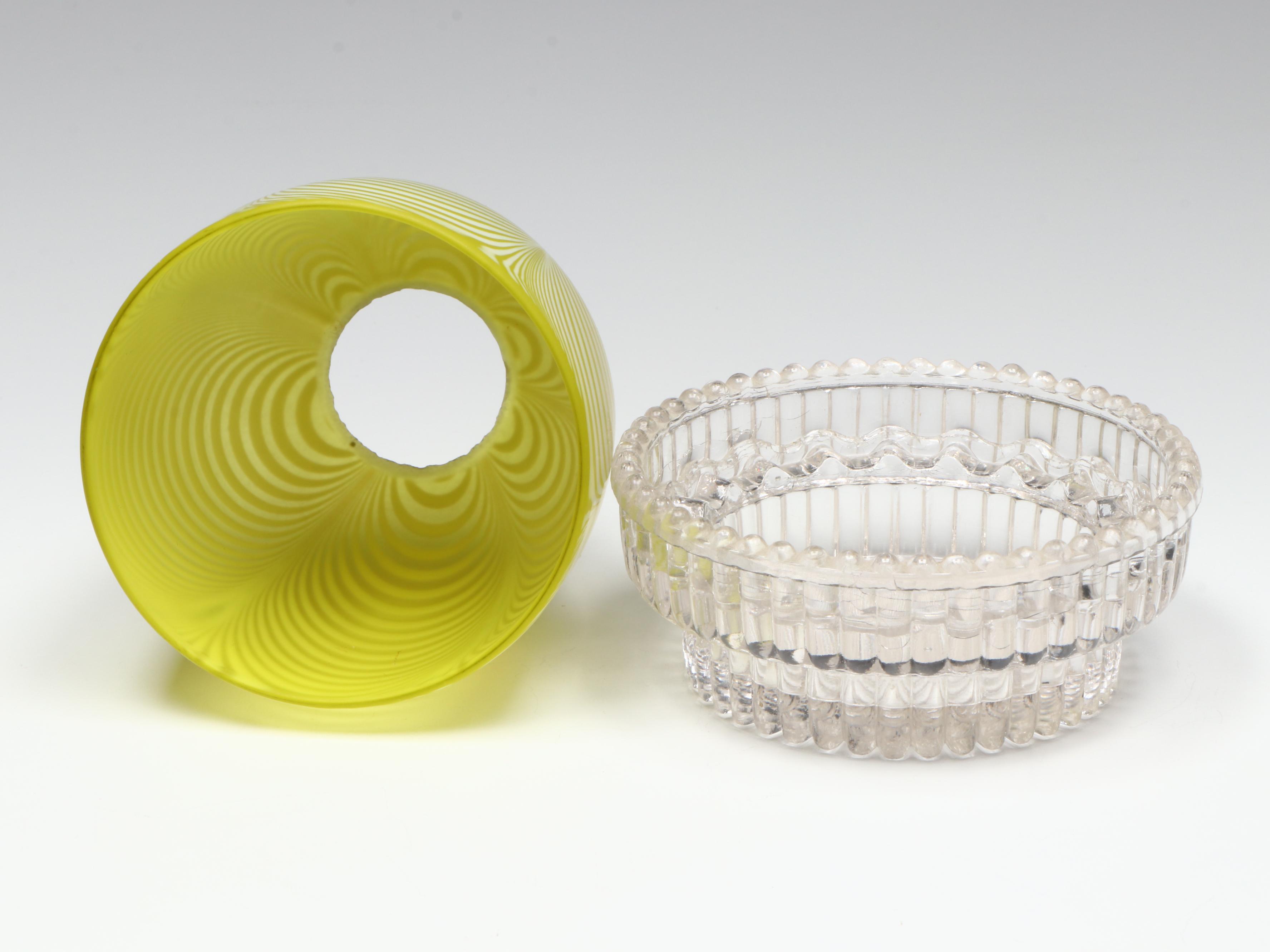 Samuel Clarke "Zebra," "Nailsea" and Striped Blue Fairy Lamps