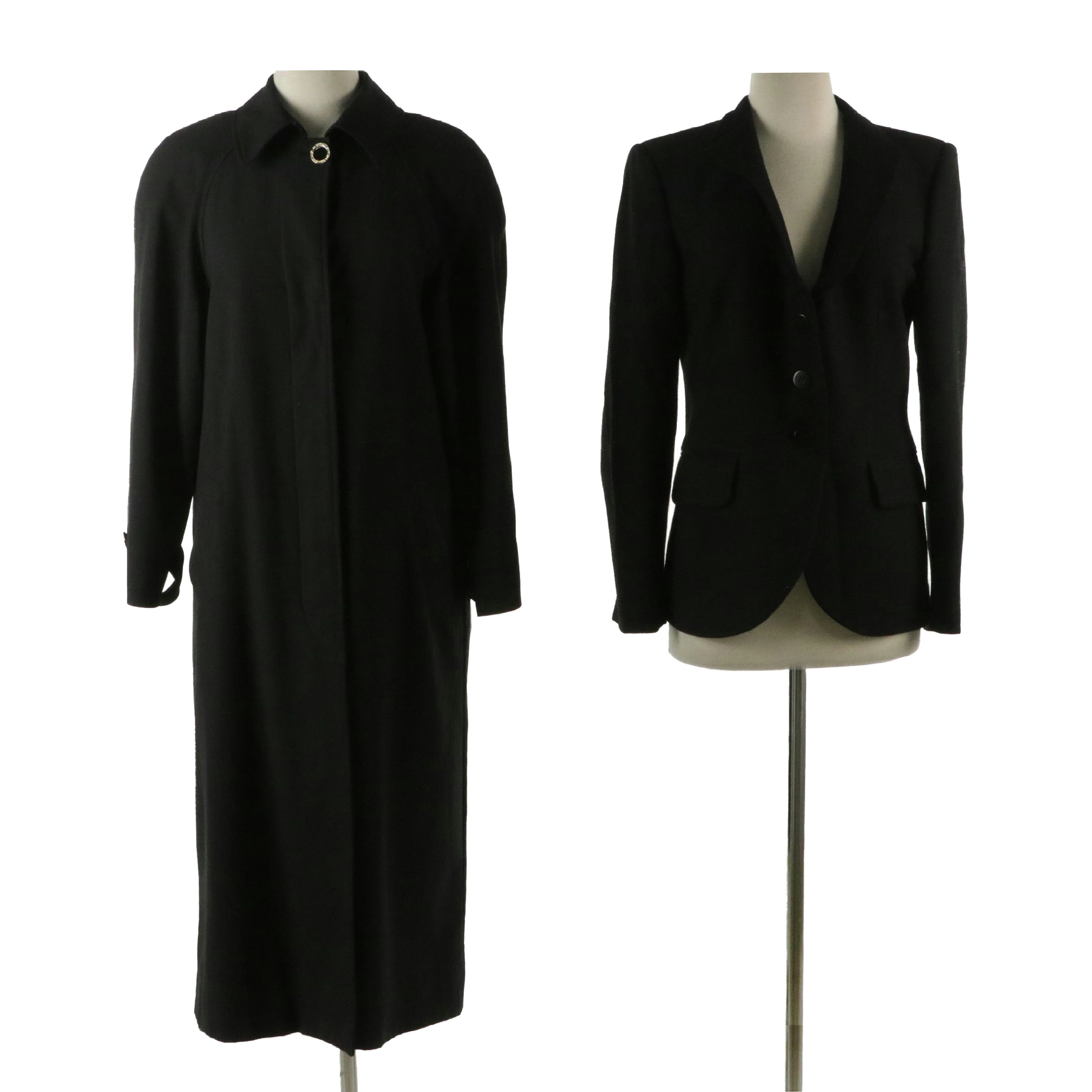 St. John Coat Collection Single-Breasted Coat, Armani Collezioni Textured Jacket