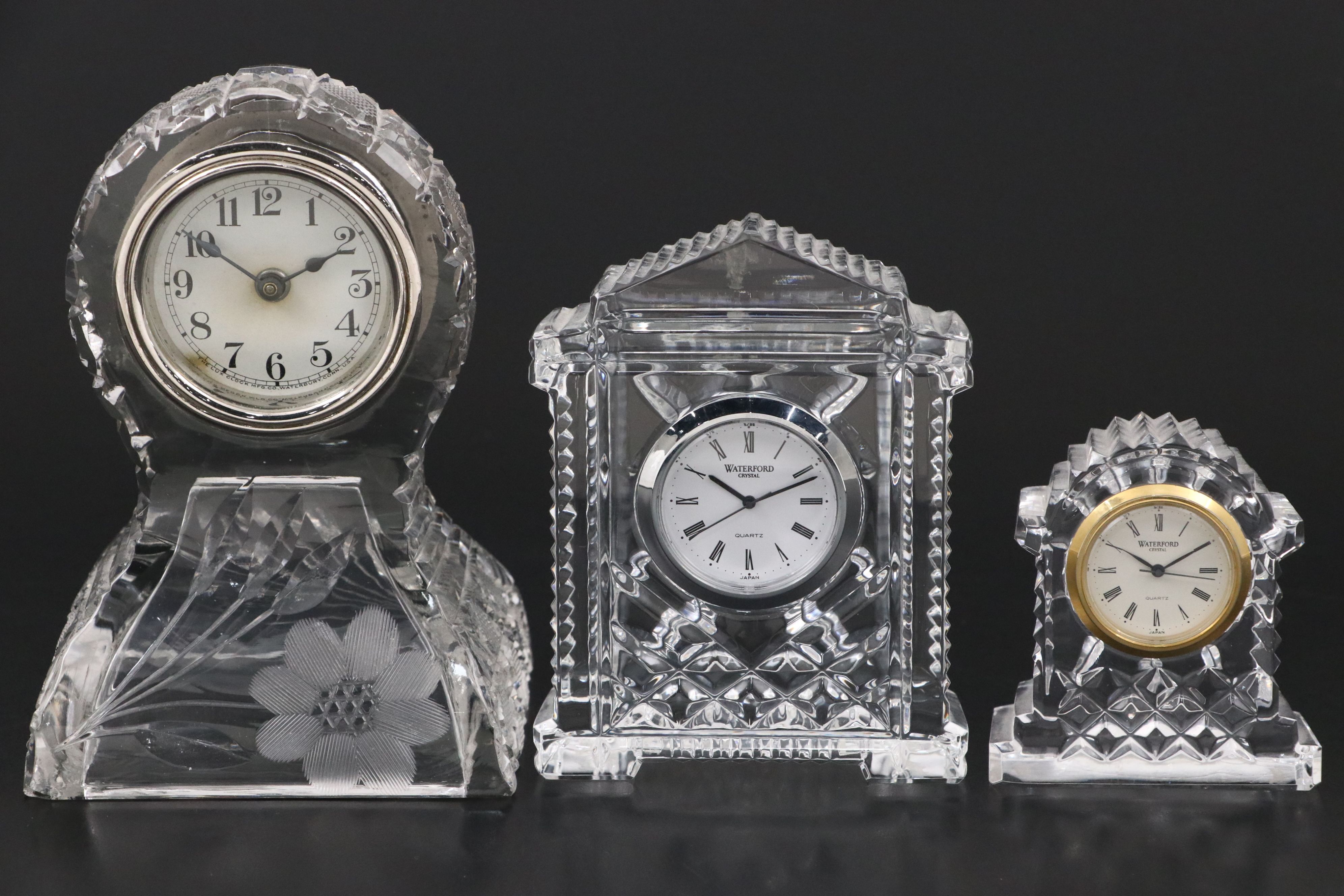 Waterford and Cut Crystal Mantel Clocks