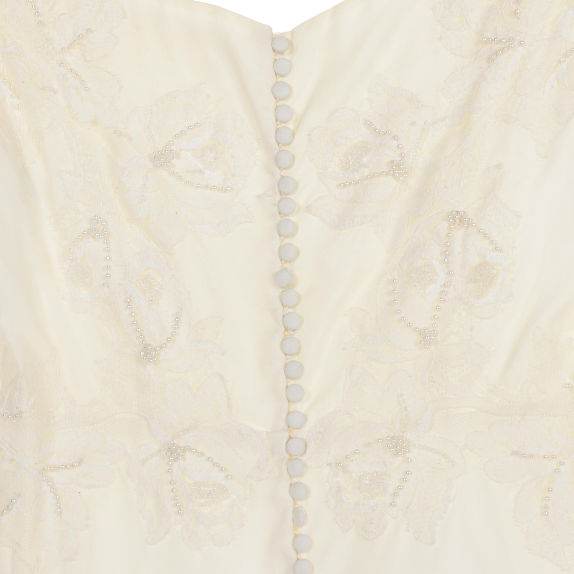 Maurer's Originals Embellished Wedding Dress with Lace Tulle Veil, 1960s