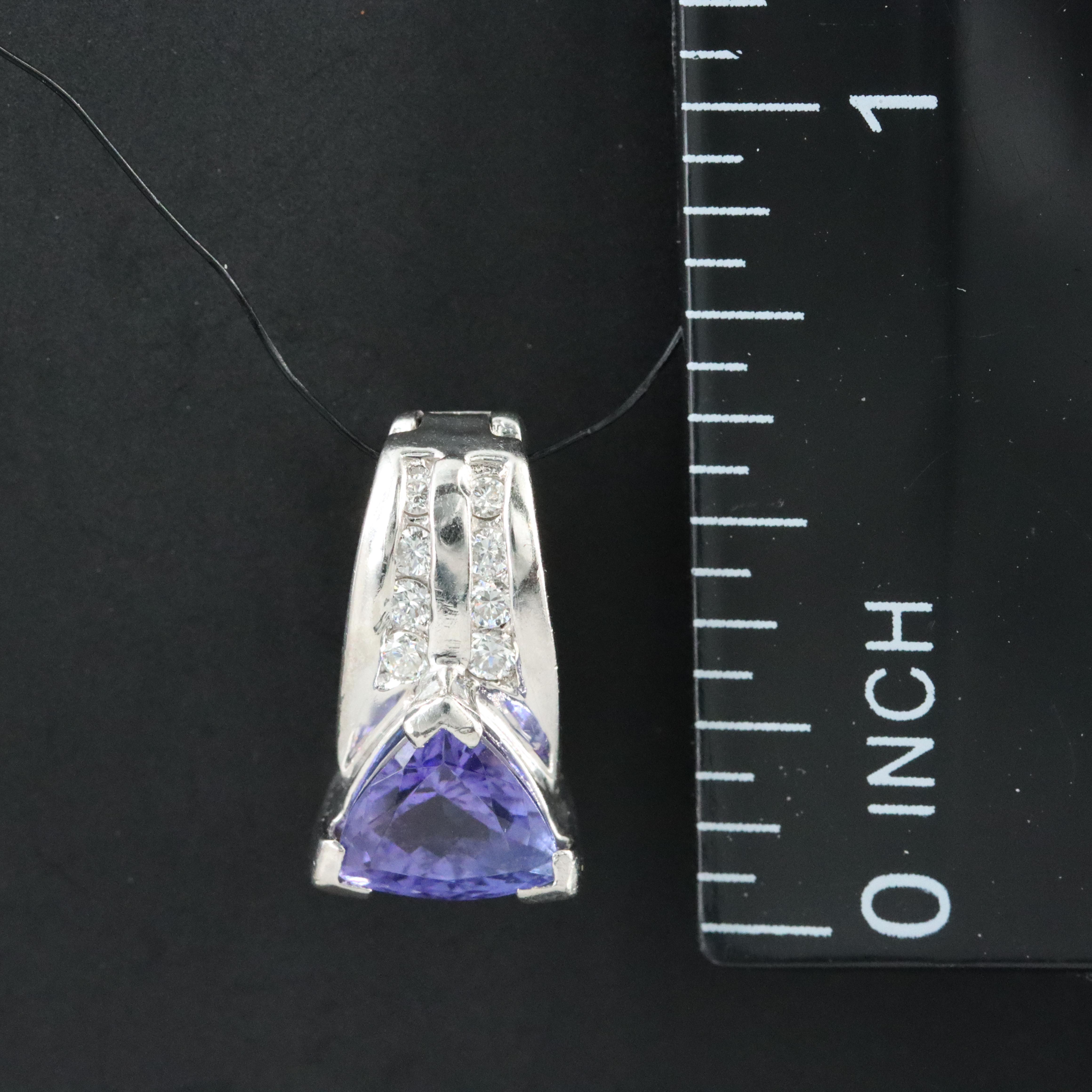 Platinum Tanzanite and Diamond Enhancer Pendant