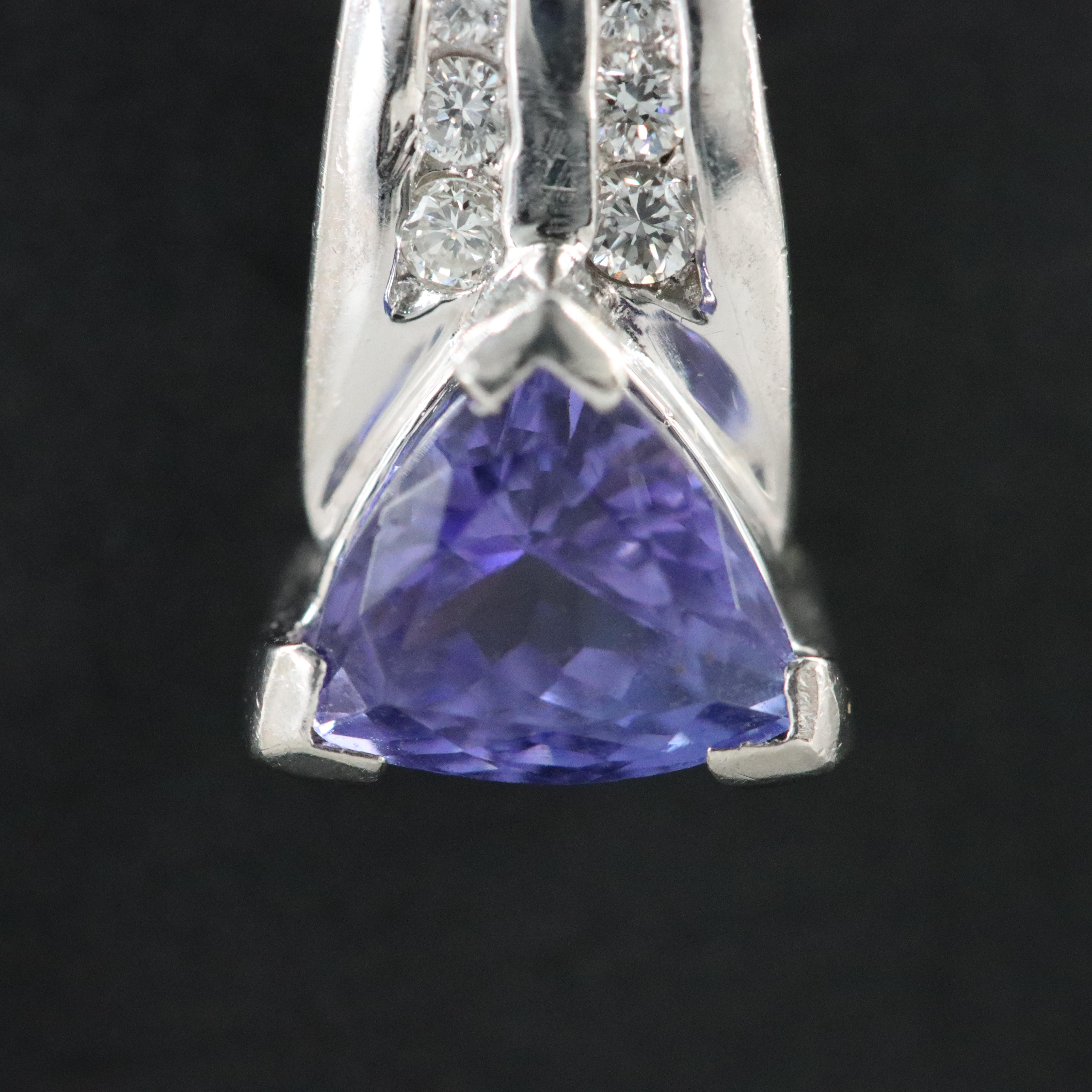 Platinum Tanzanite and Diamond Enhancer Pendant