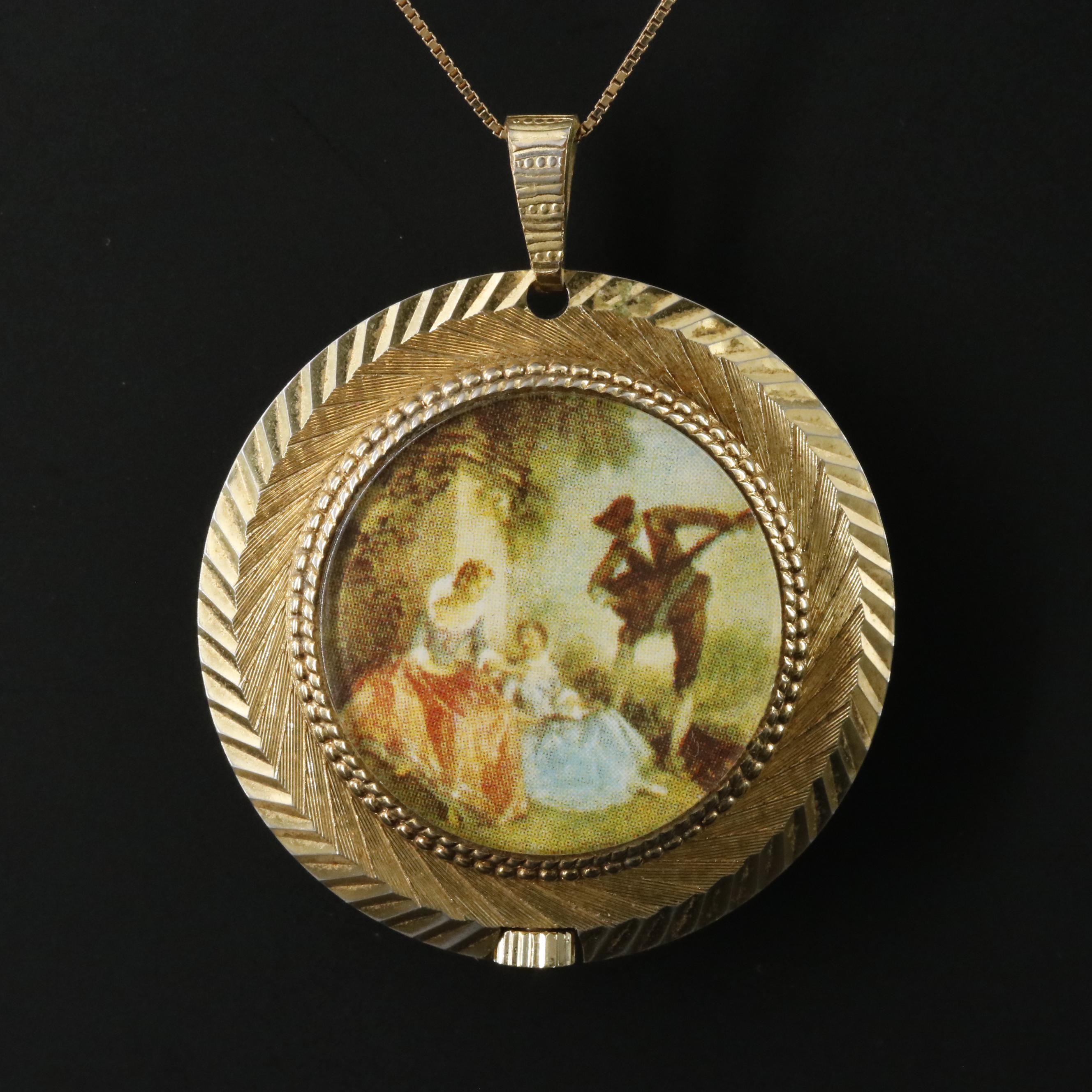 Vintage Bucherer Pendant Watch on 14K Gold Chain