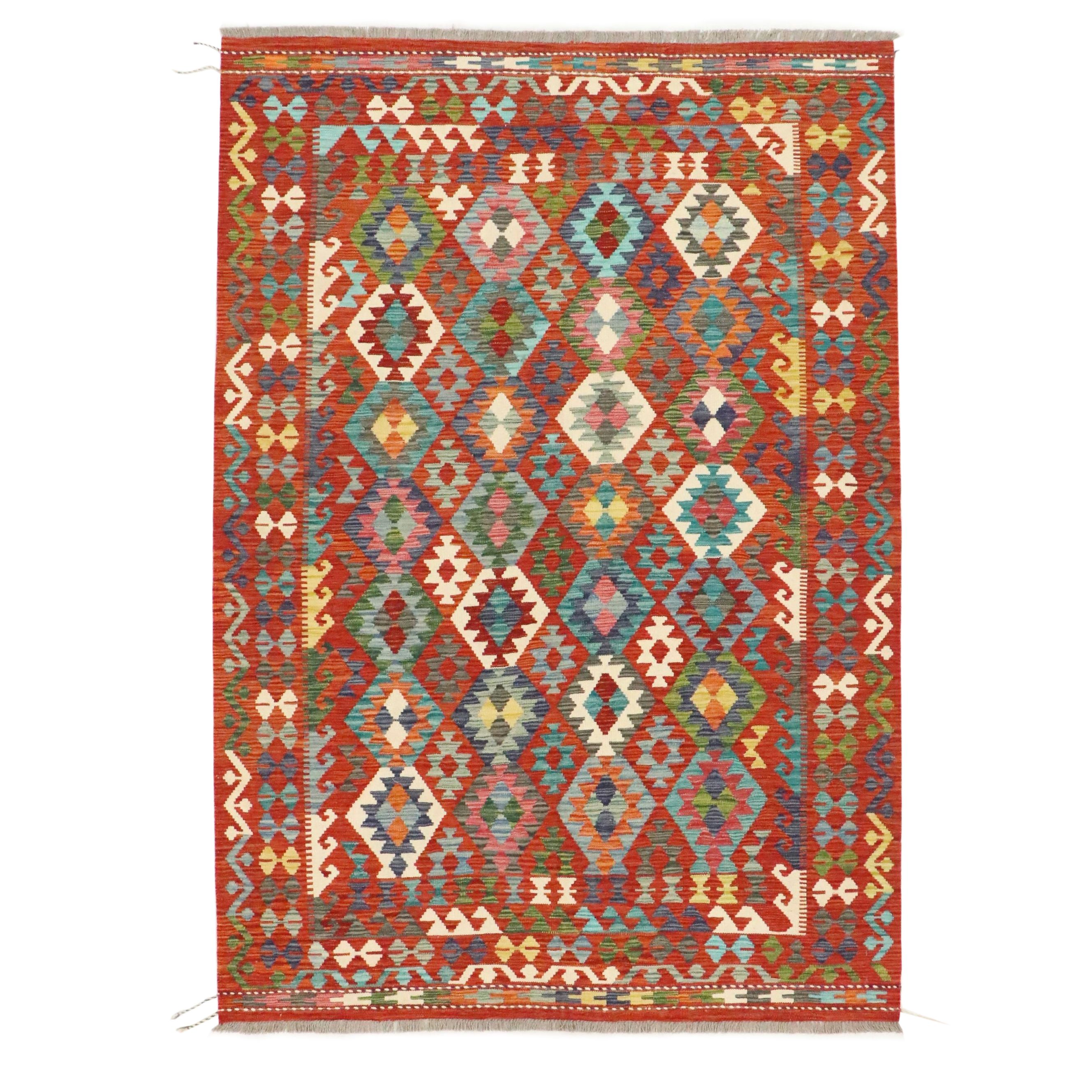 5'9 x 8'6 Handwoven Pakistani Kilim Area Rug