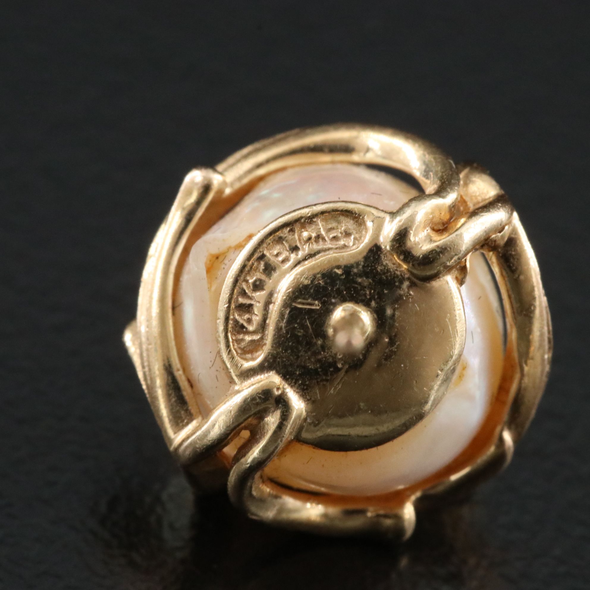 B.A. Ballou & Co. 14K and Pearl Solitaire Foliate Setting Earrings