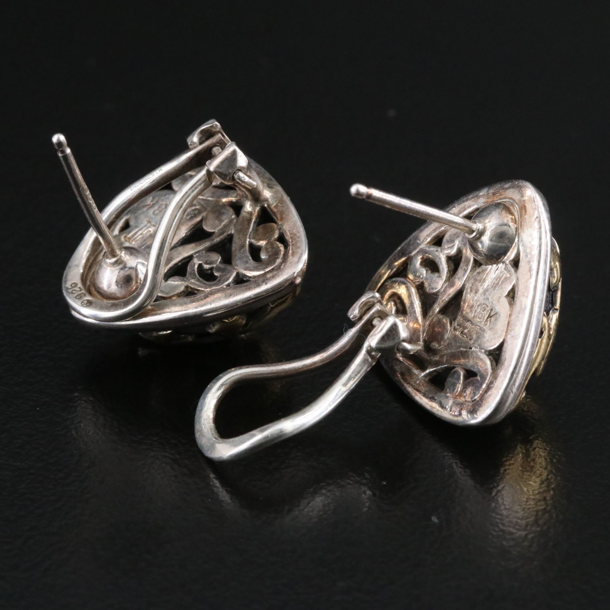 John Hardy Dayak Sterling and 18K Earrings