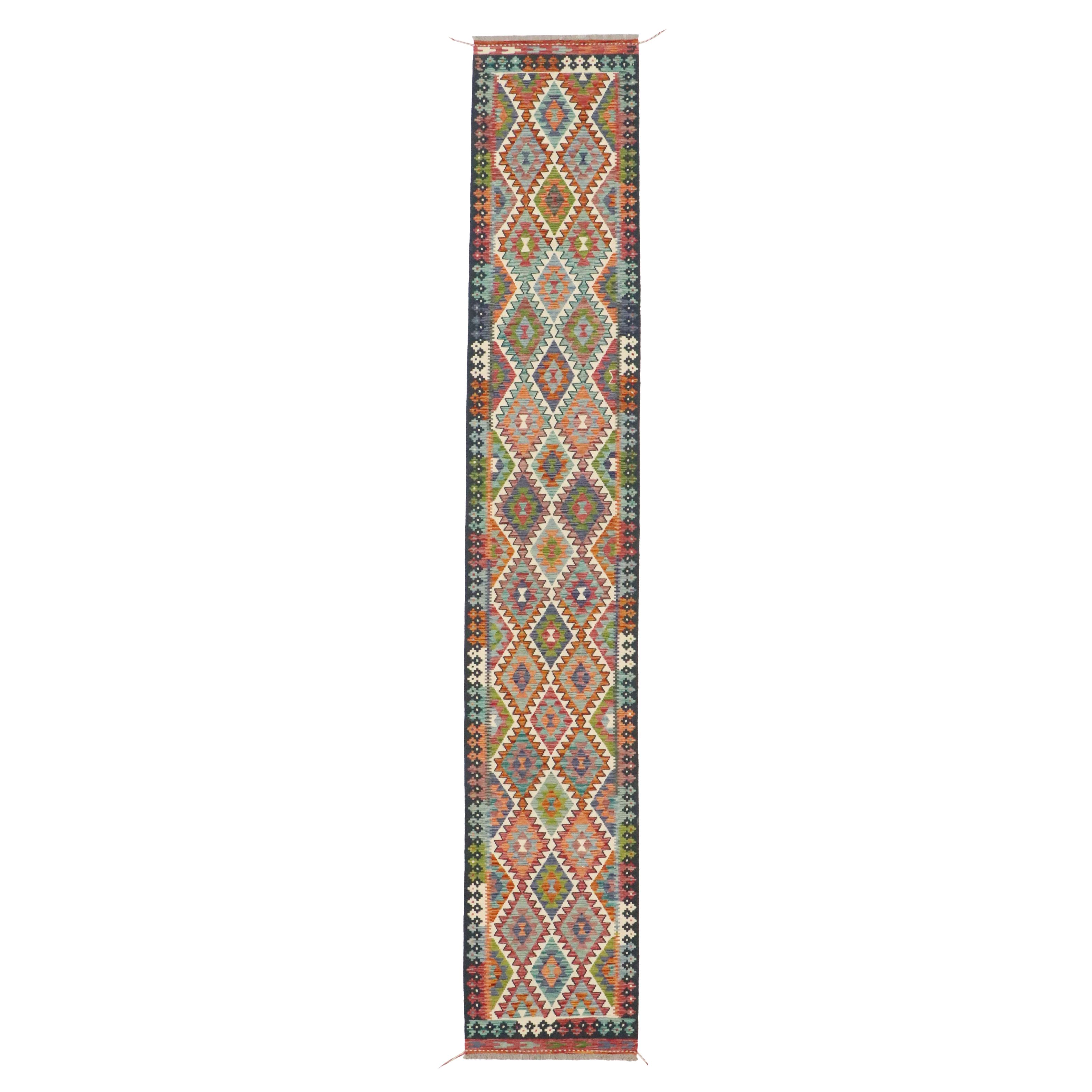 2'9 x 16'3 Handwoven Pakistani Kilim Carpet Runner